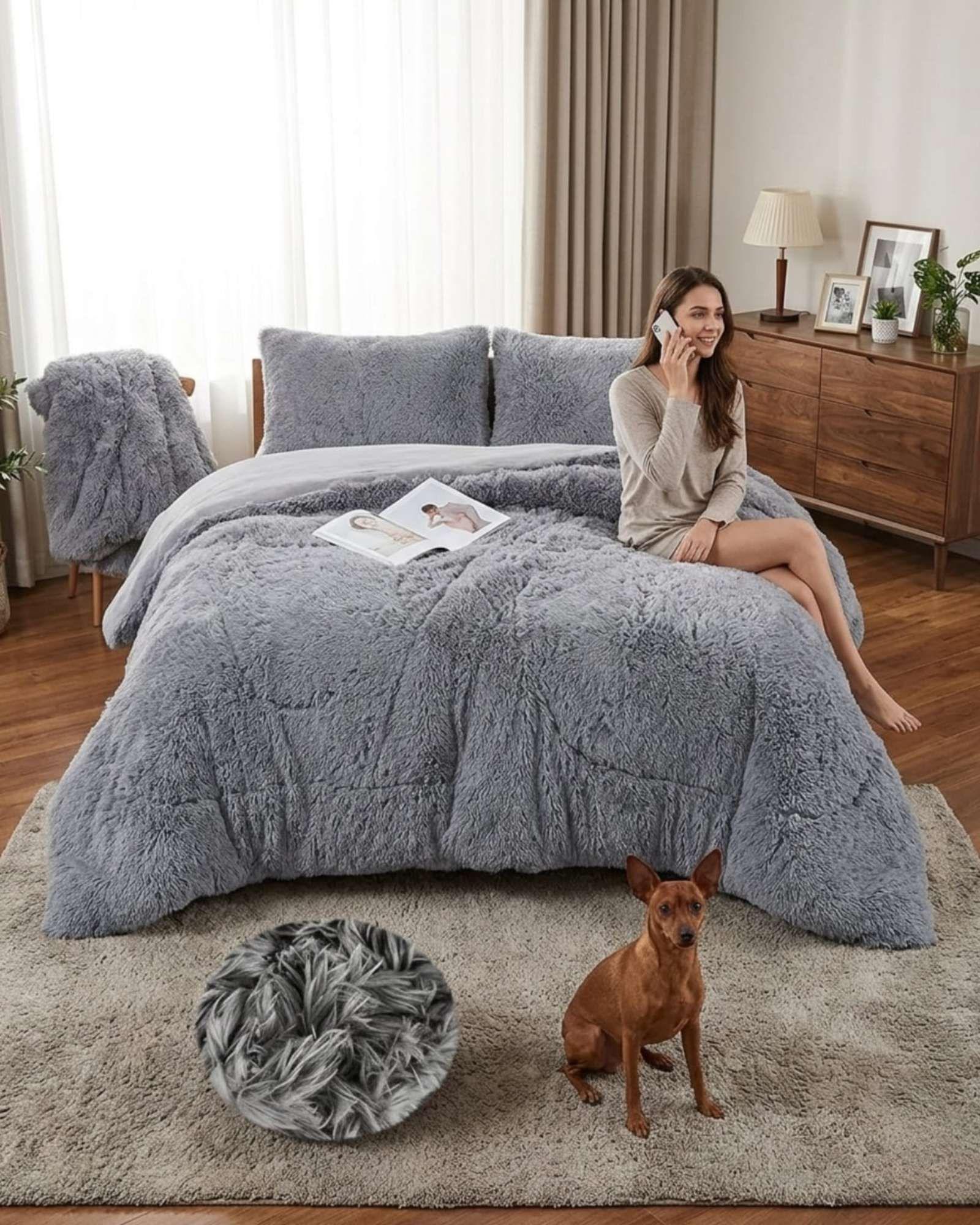 Plumón 2 Plazas Chiporro Sherpa Extra Cálido + Fundas gris-4