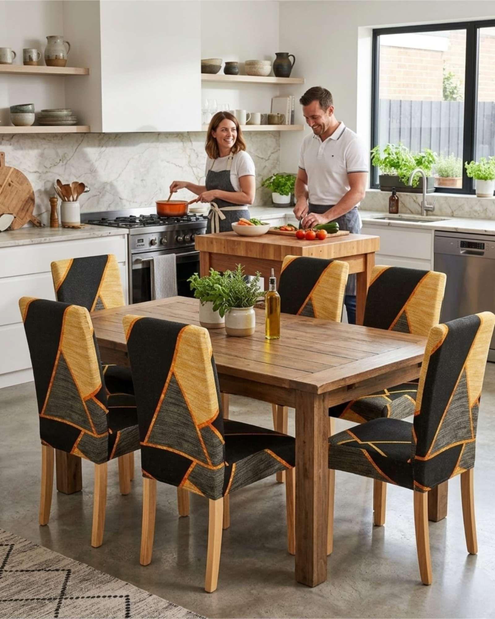 JUEGOS DE 6 FUNDAS PARA SILLAS  CON DISEÑO ELASTICO M12-2