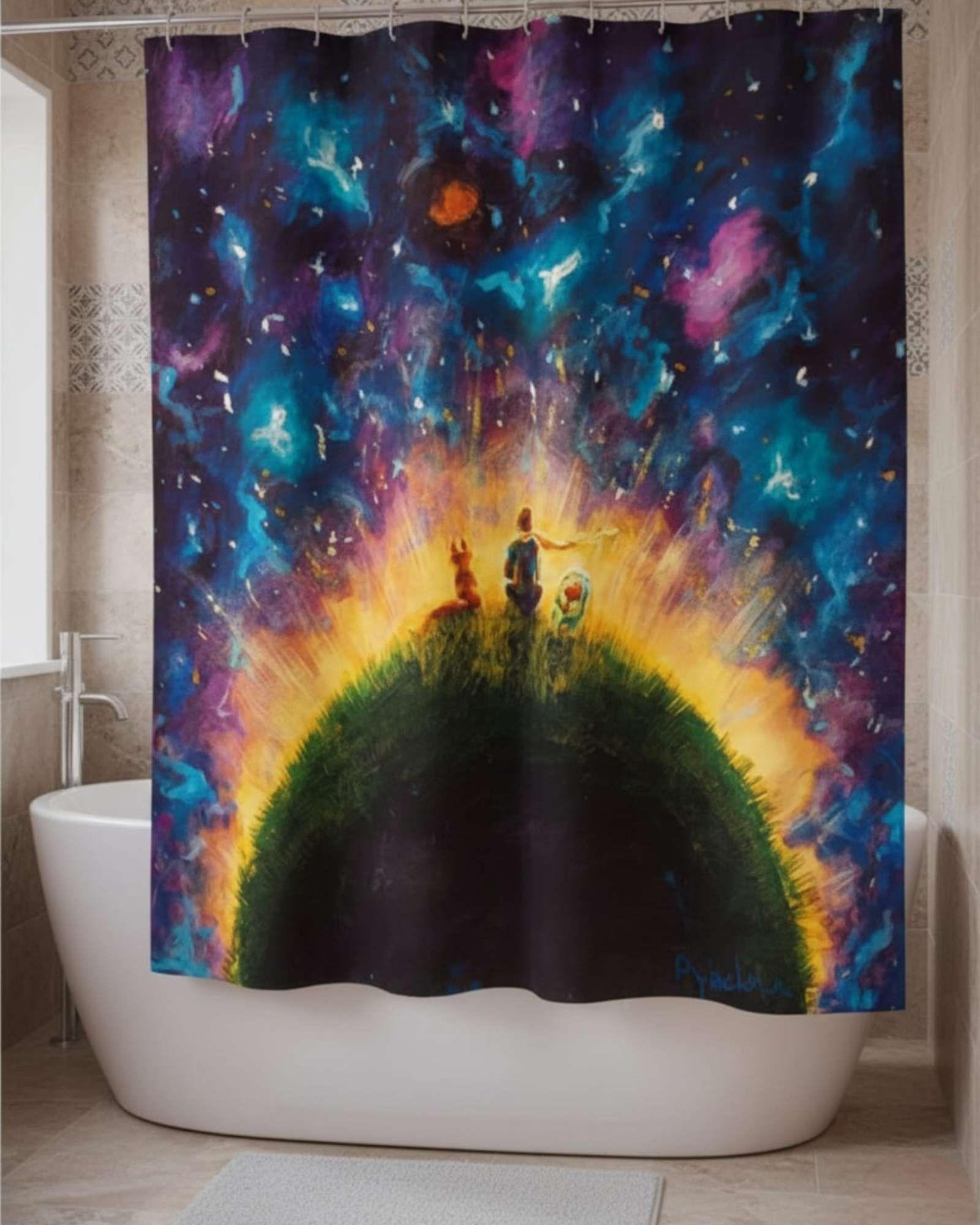 Cortina de Baño Tela Género + Forro Impermeable c40-2