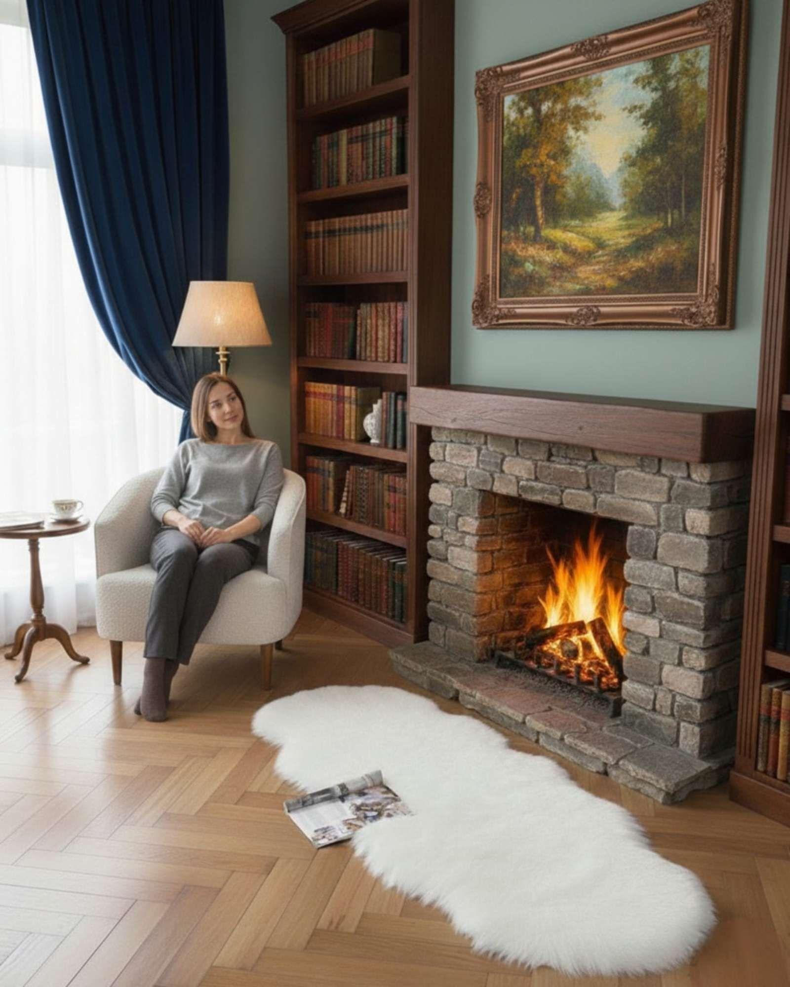 Alfombra de pelo de Oveja sintetico ultra suave-4