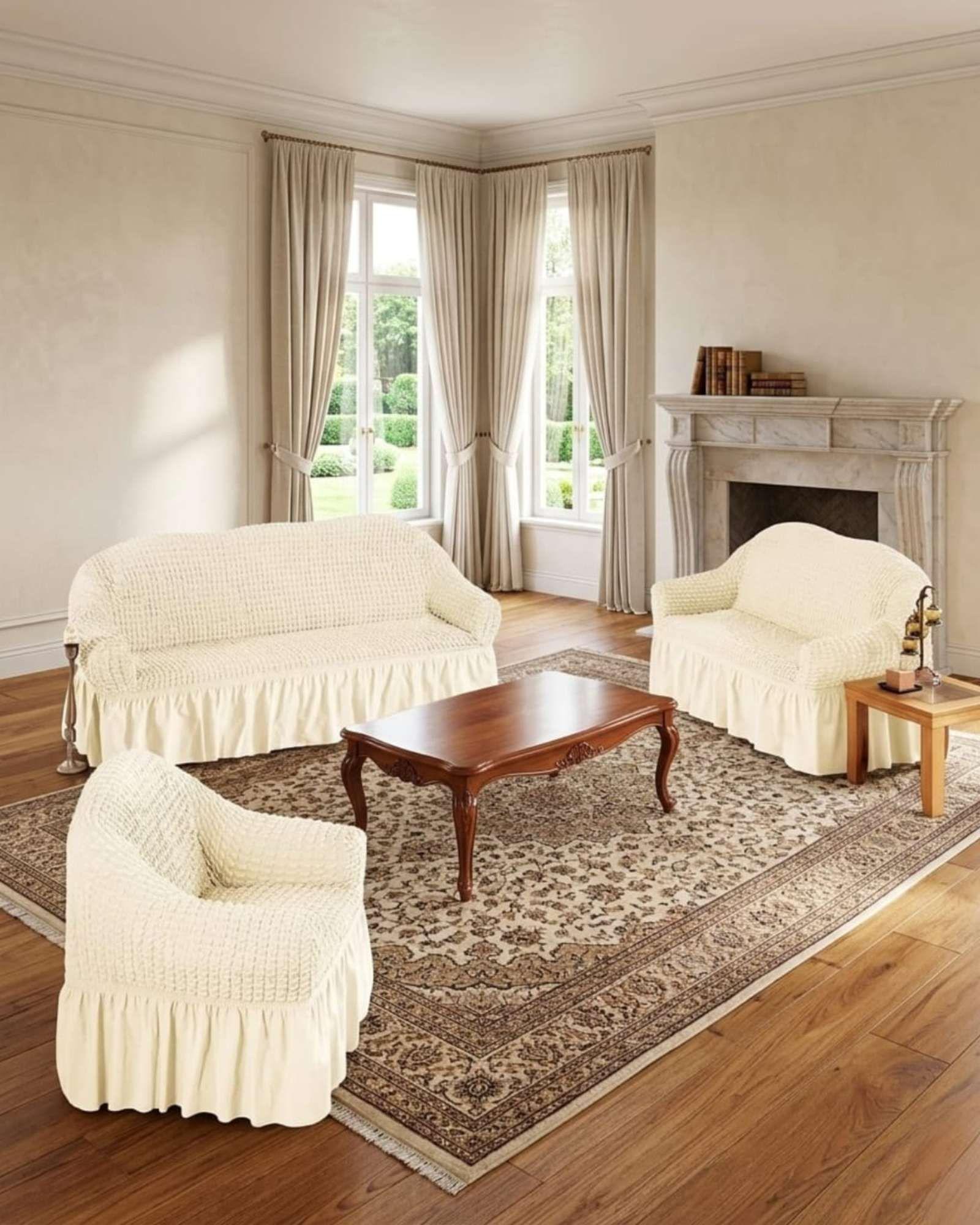 Juego de Fundas Cubre Sillon Turcas 3-1-1 con Textura de Burbuja m1-4