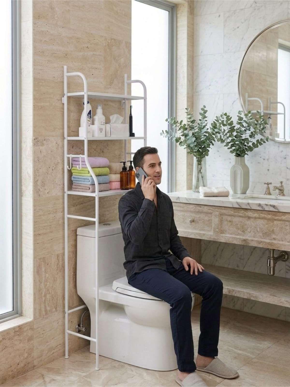 Estante Organizador De Baño Sobre Inodoro 3 Niveles Metal-4