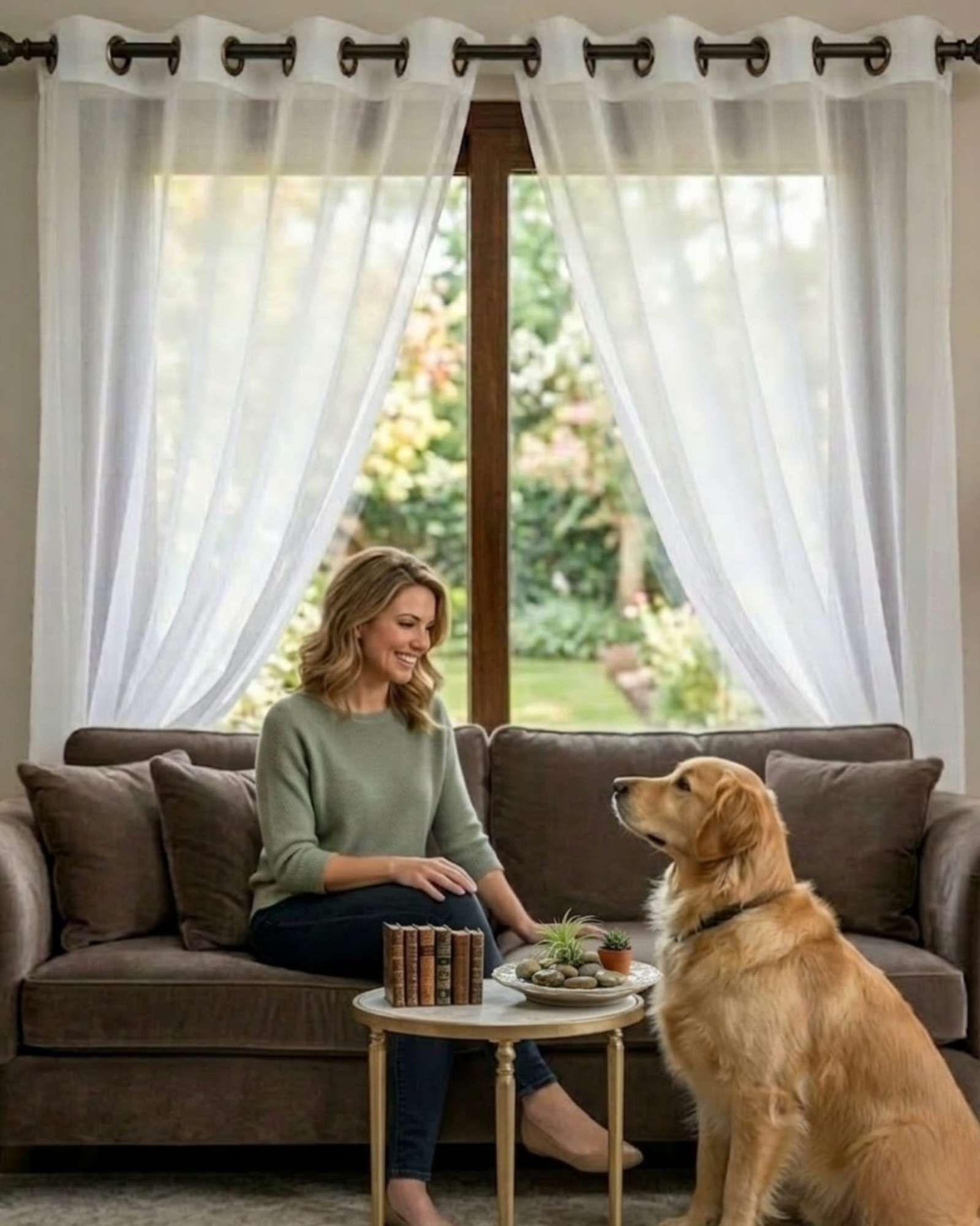 Juego de Cortinas Visillo Translucido Modernas con Argollas Doral m1-4