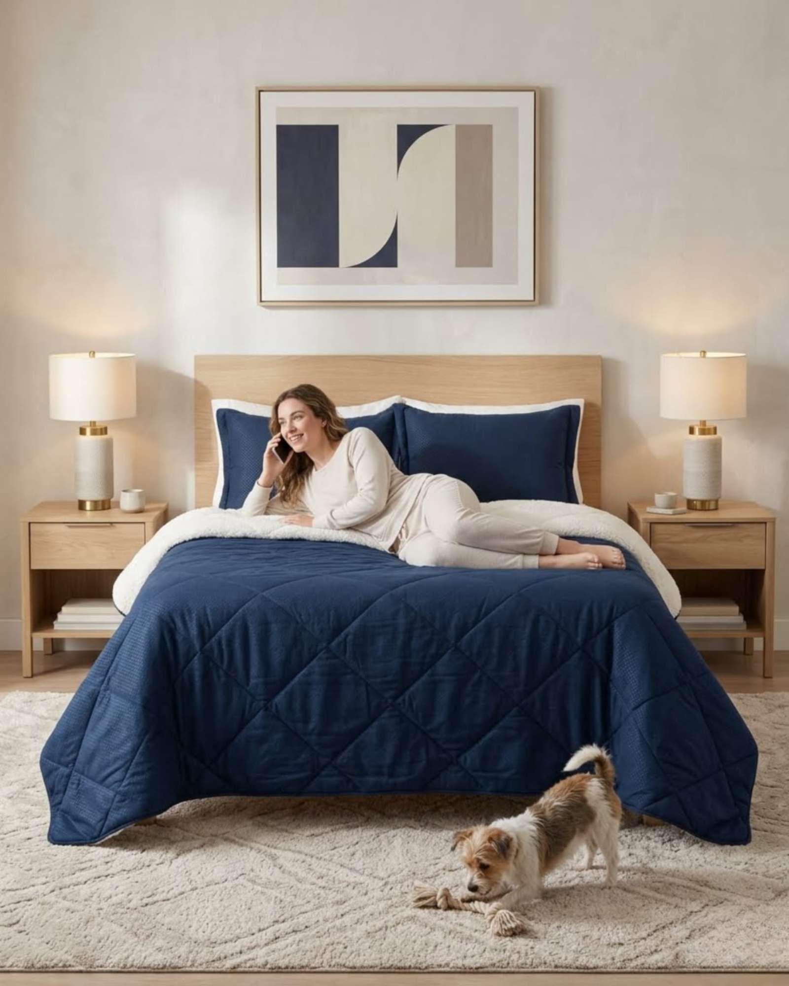 Plumon De Microfibra Embossed Sherpa King m1-4