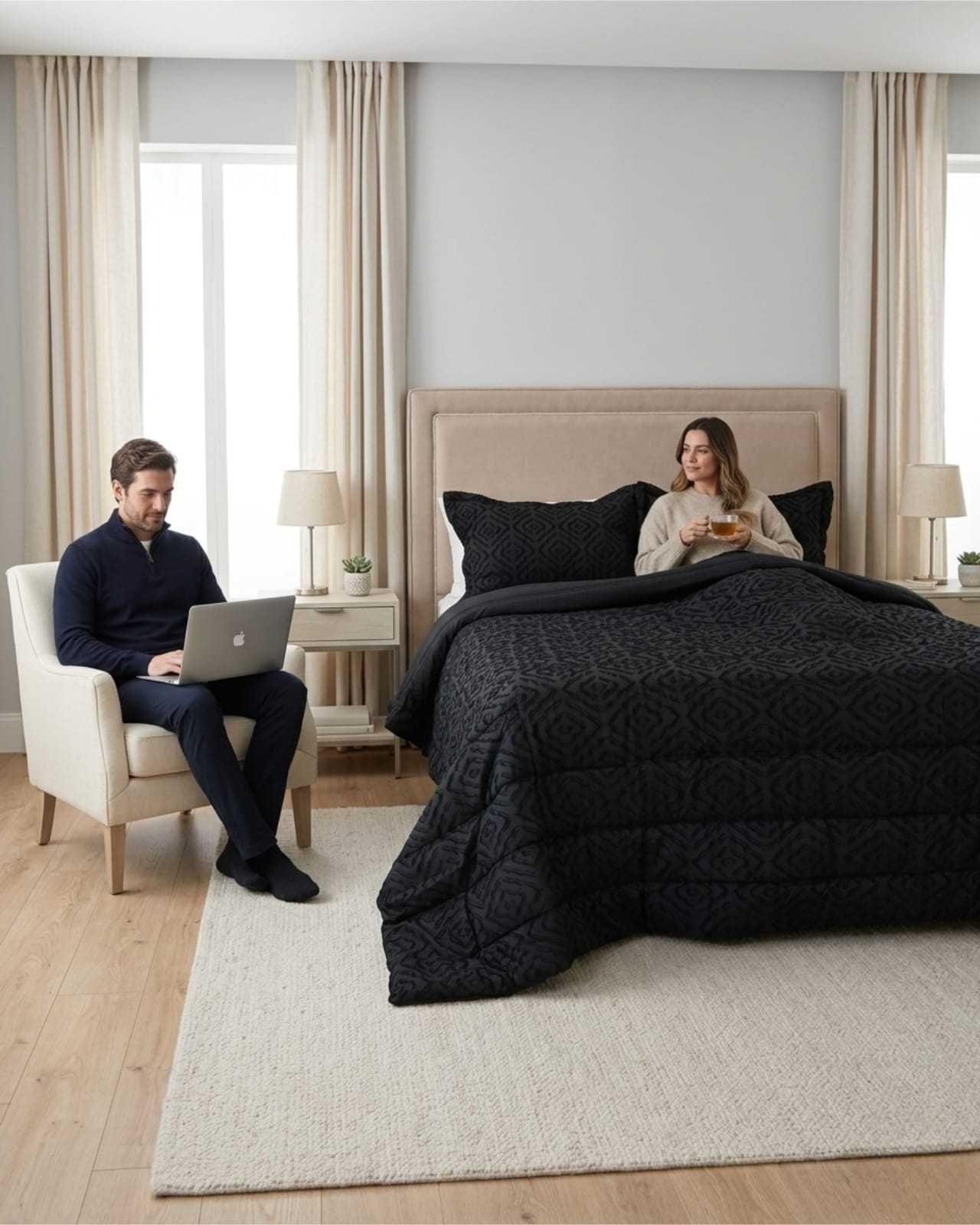 Plumón Ligero King Jacquard Sin Costurasnegro-3