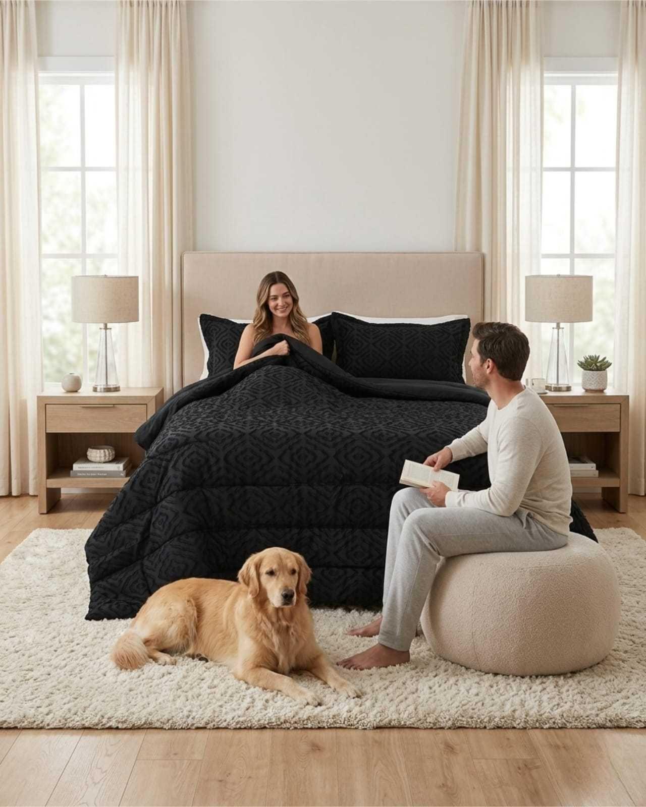Plumón Ligero King Jacquard Sin Costurasnegro-4