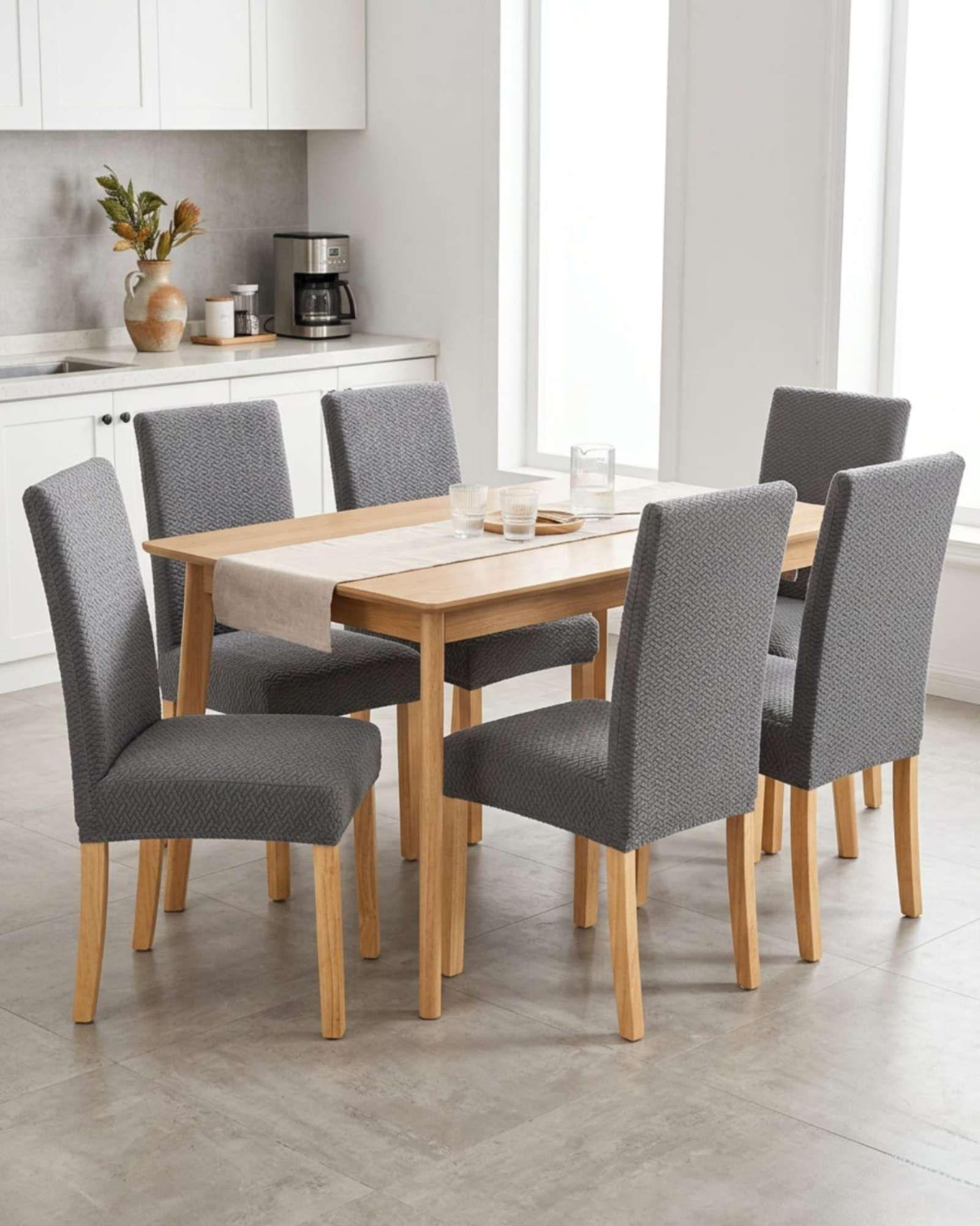 PACK DE 6 FUNDAS DE SILLAS DISEÑO TEXTURIZADO DE HOJAS M10-2