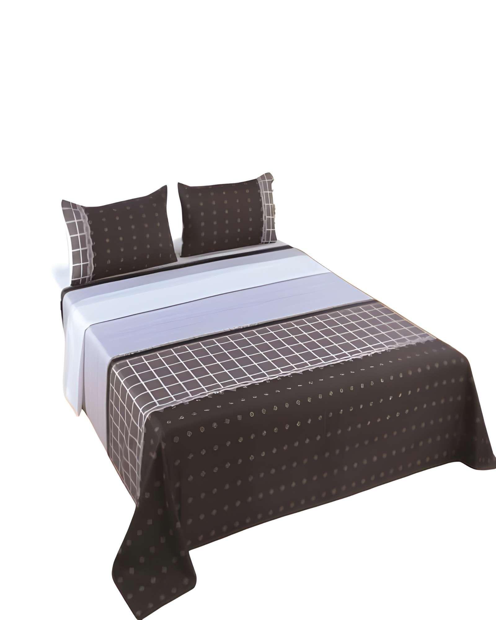 SET DE SABANAS DISEÑO ESTAMPADO 2 PLAZAS GRIS-1