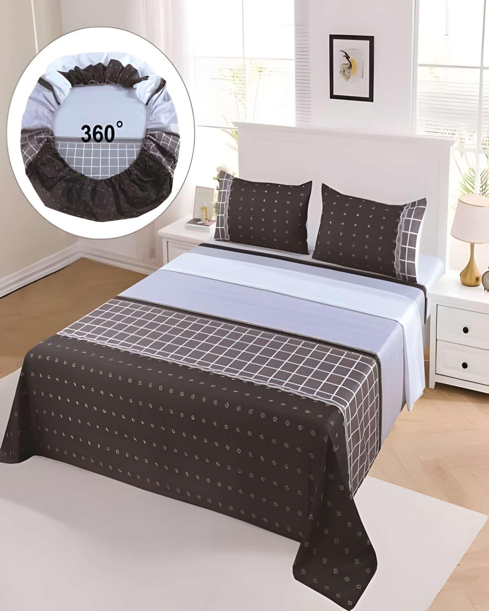 SET DE SABANAS DISEÑO ESTAMPADO 2 PLAZAS GRIS-2