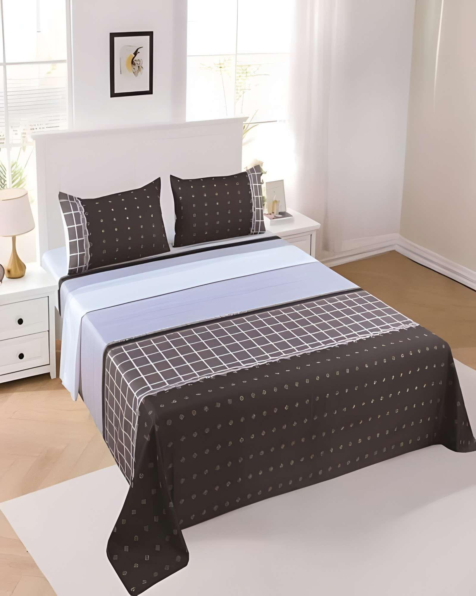 SET DE SABANAS DISEÑO ESTAMPADO 2 PLAZAS GRIS-3