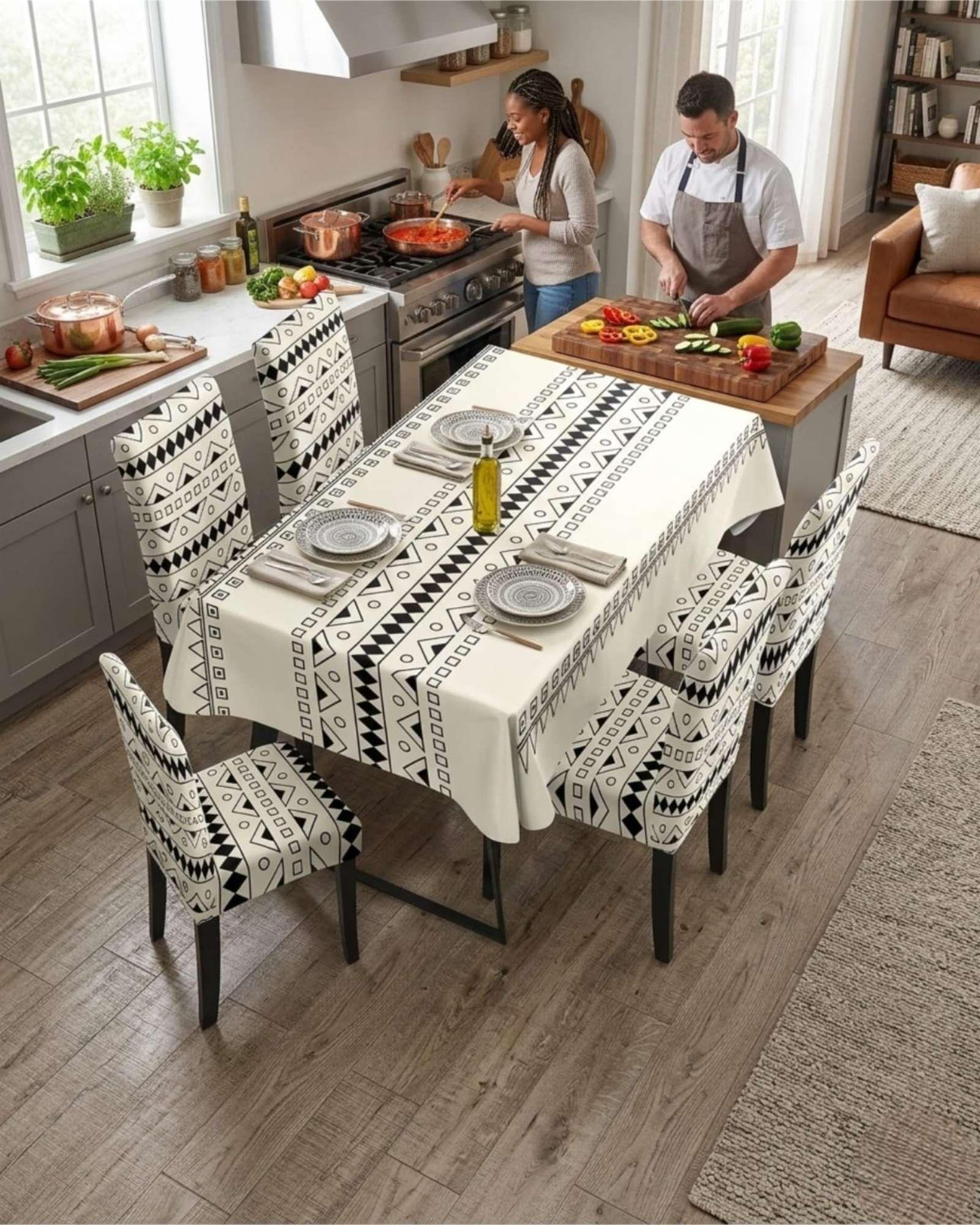 Juego De Mantel Antimanchas 140x220 + 6 Fundas De Silla 02-3