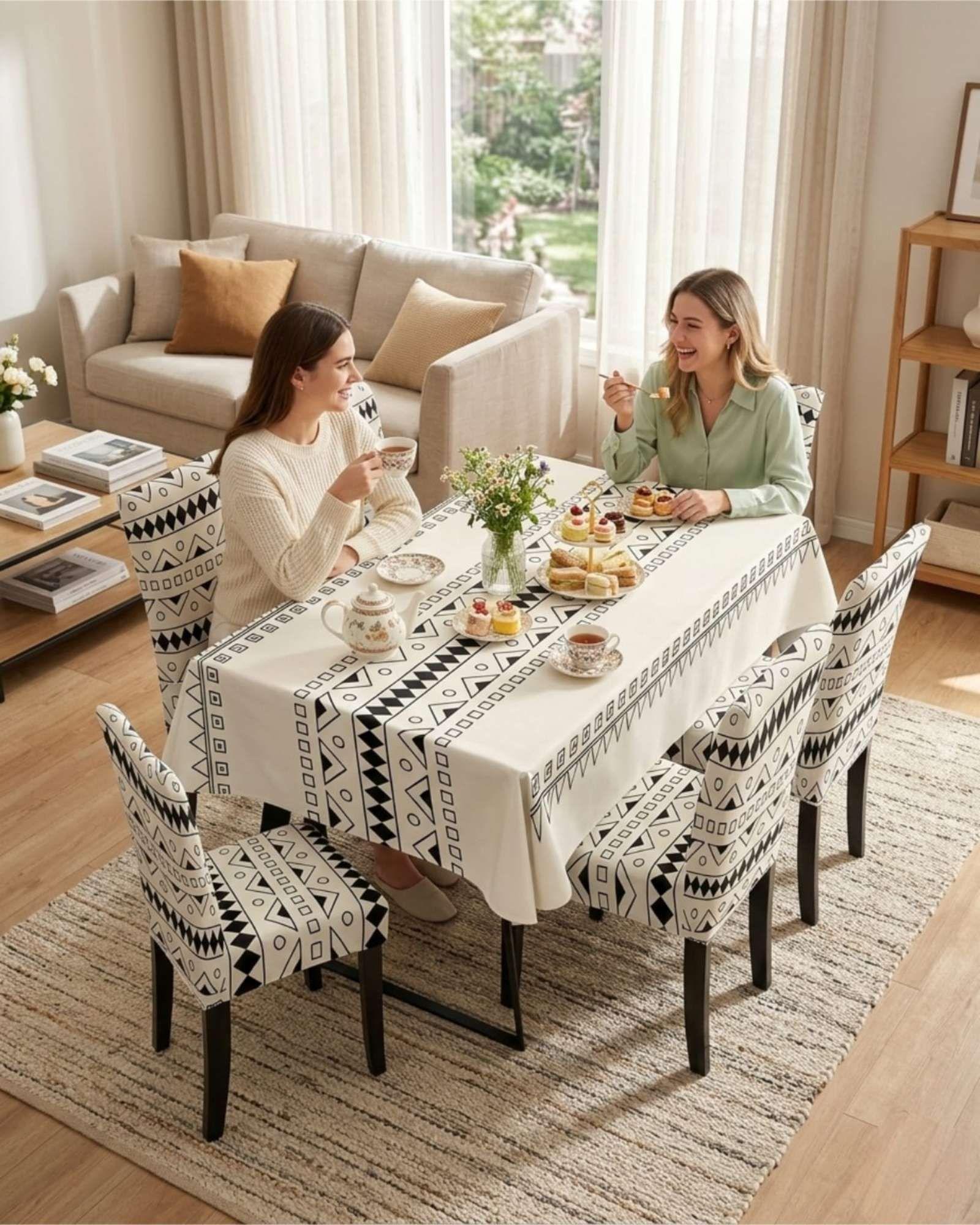 Juego De Mantel Antimanchas 140x220 + 6 Fundas De Silla 02-4