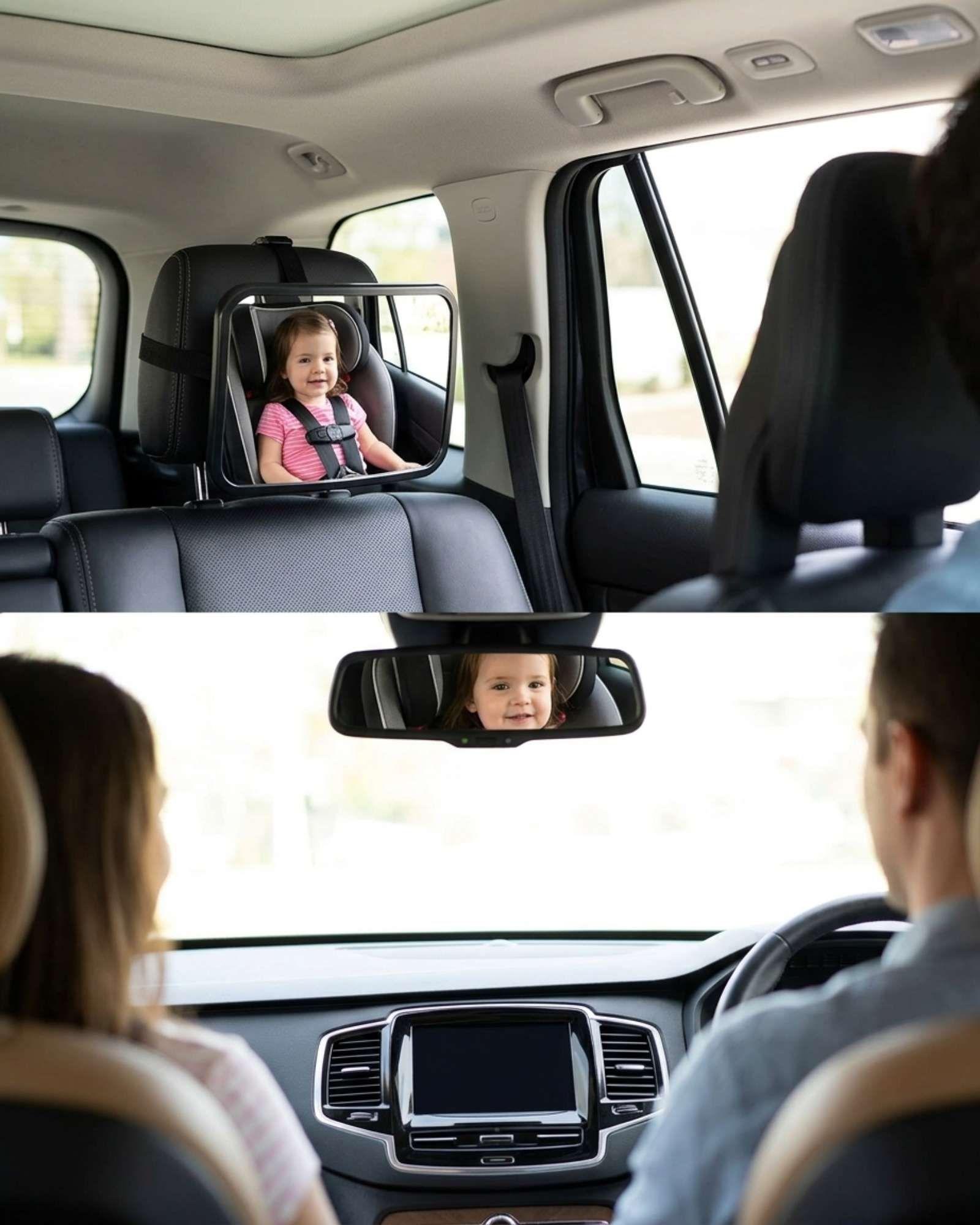 Espejo Retrovisor de Auto para Bebé Rotación 360 Ajustable y Antigolpes-2