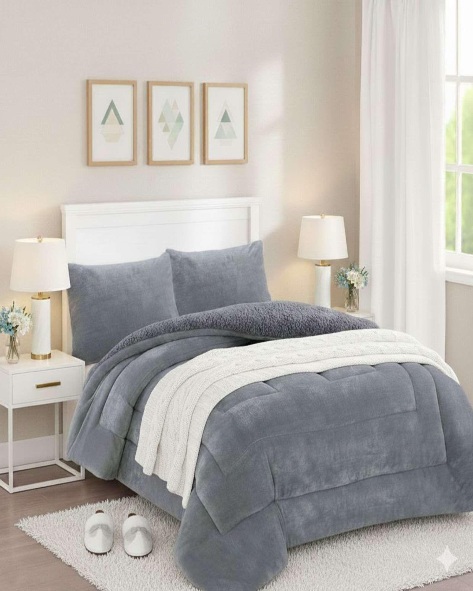 Plumón Cubrecama Chiporro 1.5 plaza Extra Cálido Invierno gris-3