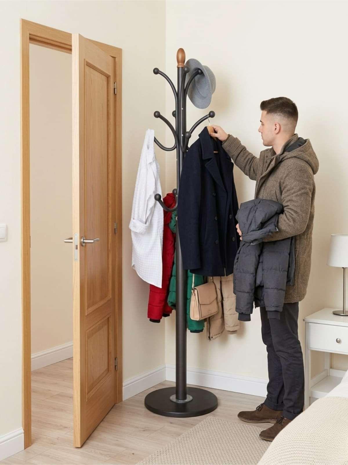 Perchero Pedestal De Ceramica Alta resistencia y  firmeza 178cm Elegante NEGRO-0