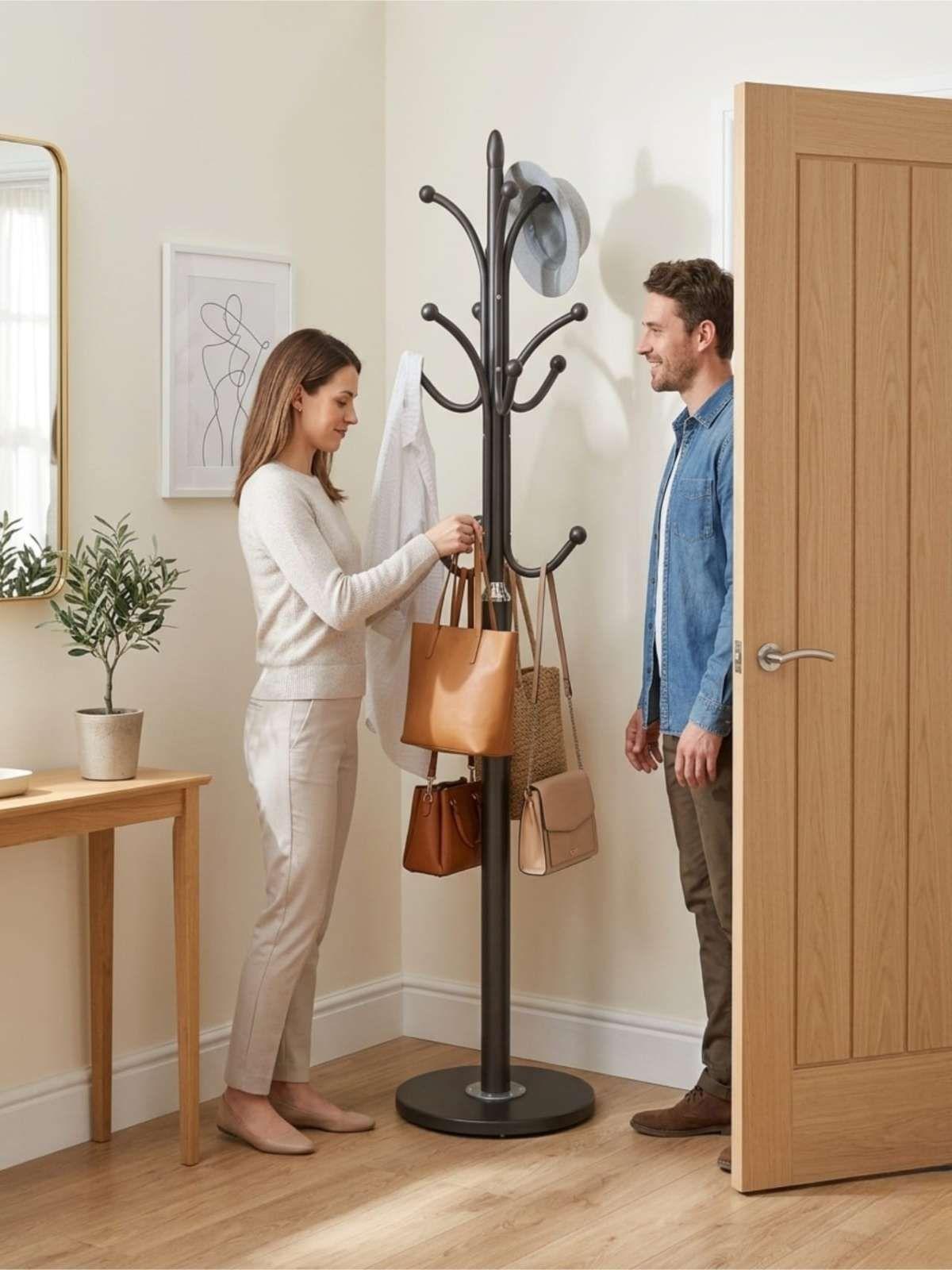 Perchero Pedestal De Ceramica Alta resistencia y  firmeza 178cm Elegante NEGRO-1