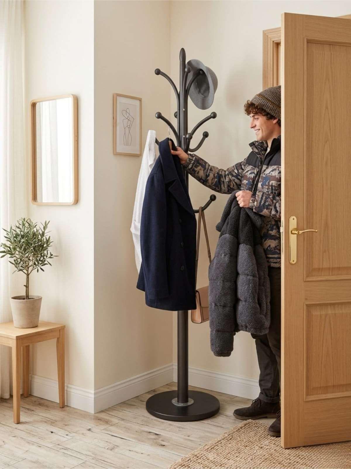 Perchero Pedestal De Ceramica Alta resistencia y  firmeza 178cm Elegante NEGRO-3