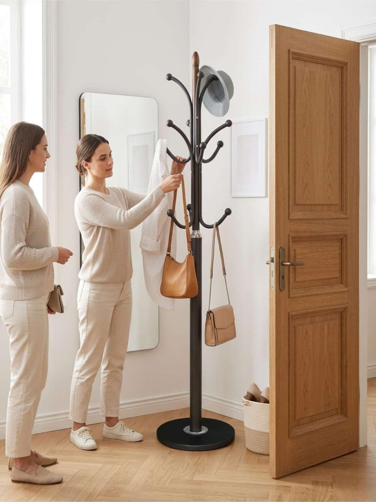 Perchero Pedestal De Ceramica Alta resistencia y  firmeza 178cm Elegante NEGRO-4