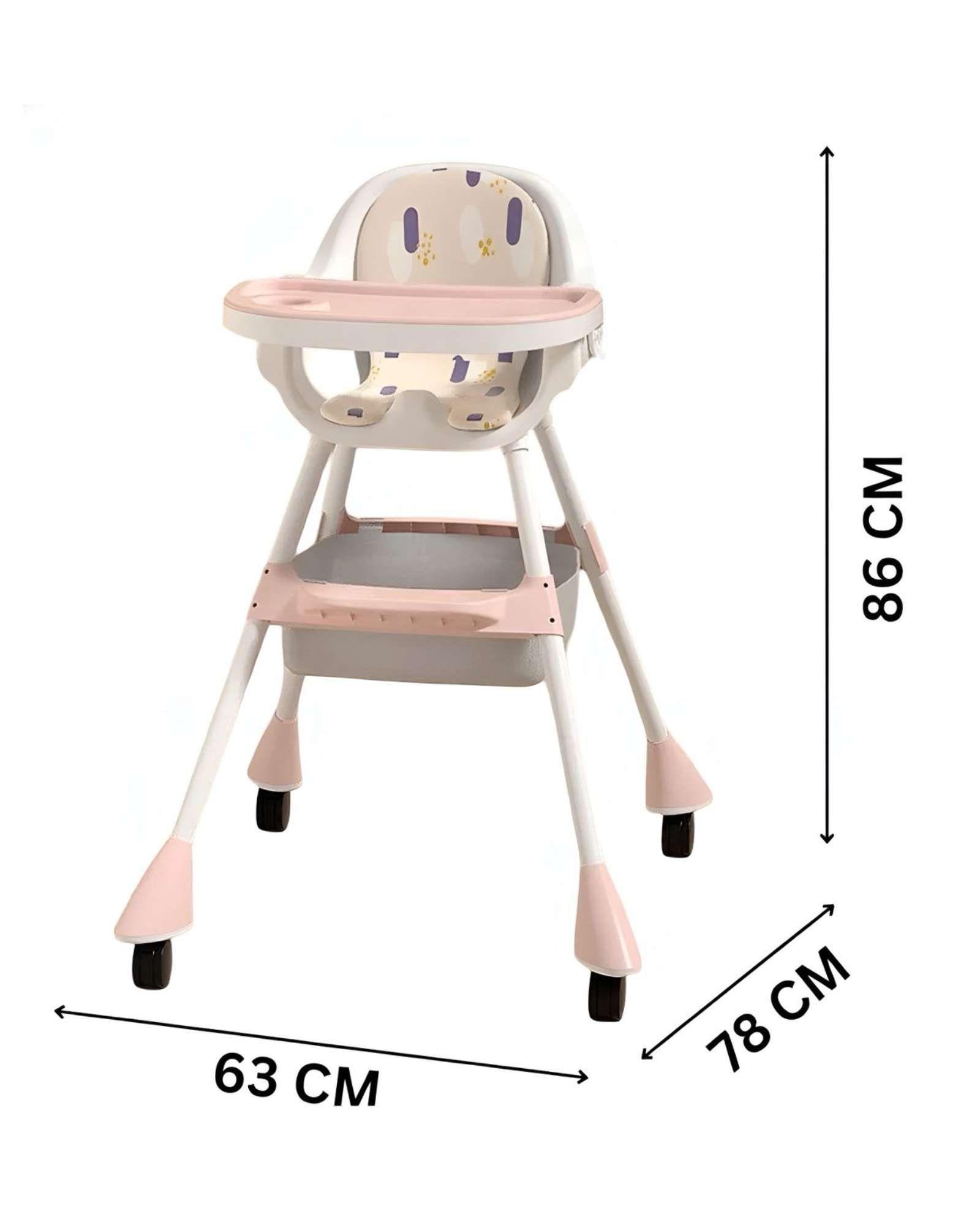 Silla de Comer para Bebé Multifuncional 3 en 1 Rosa A3-4