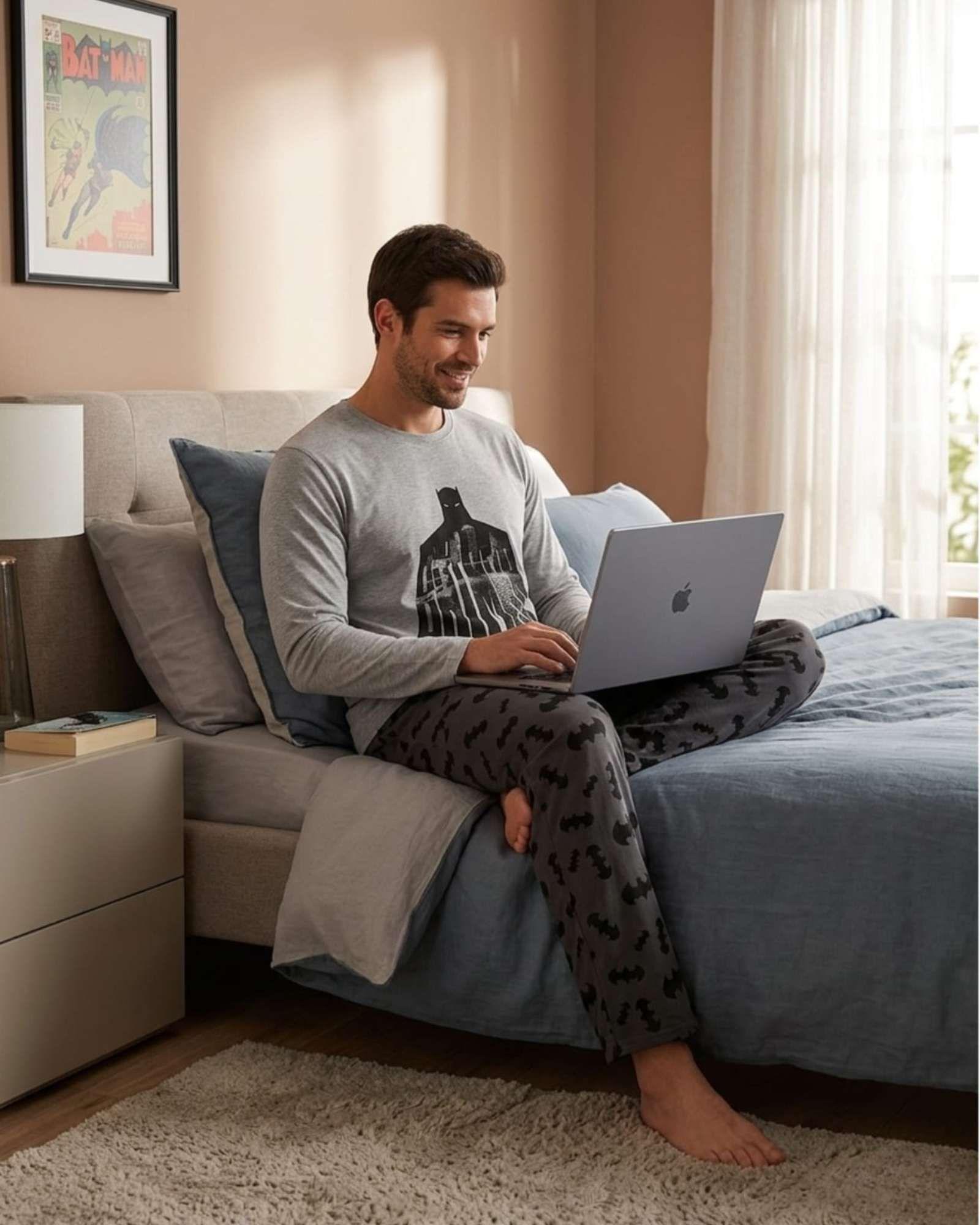 Pijama Hombre Batman Micropolar Térmico Invierno Talla L B2-3