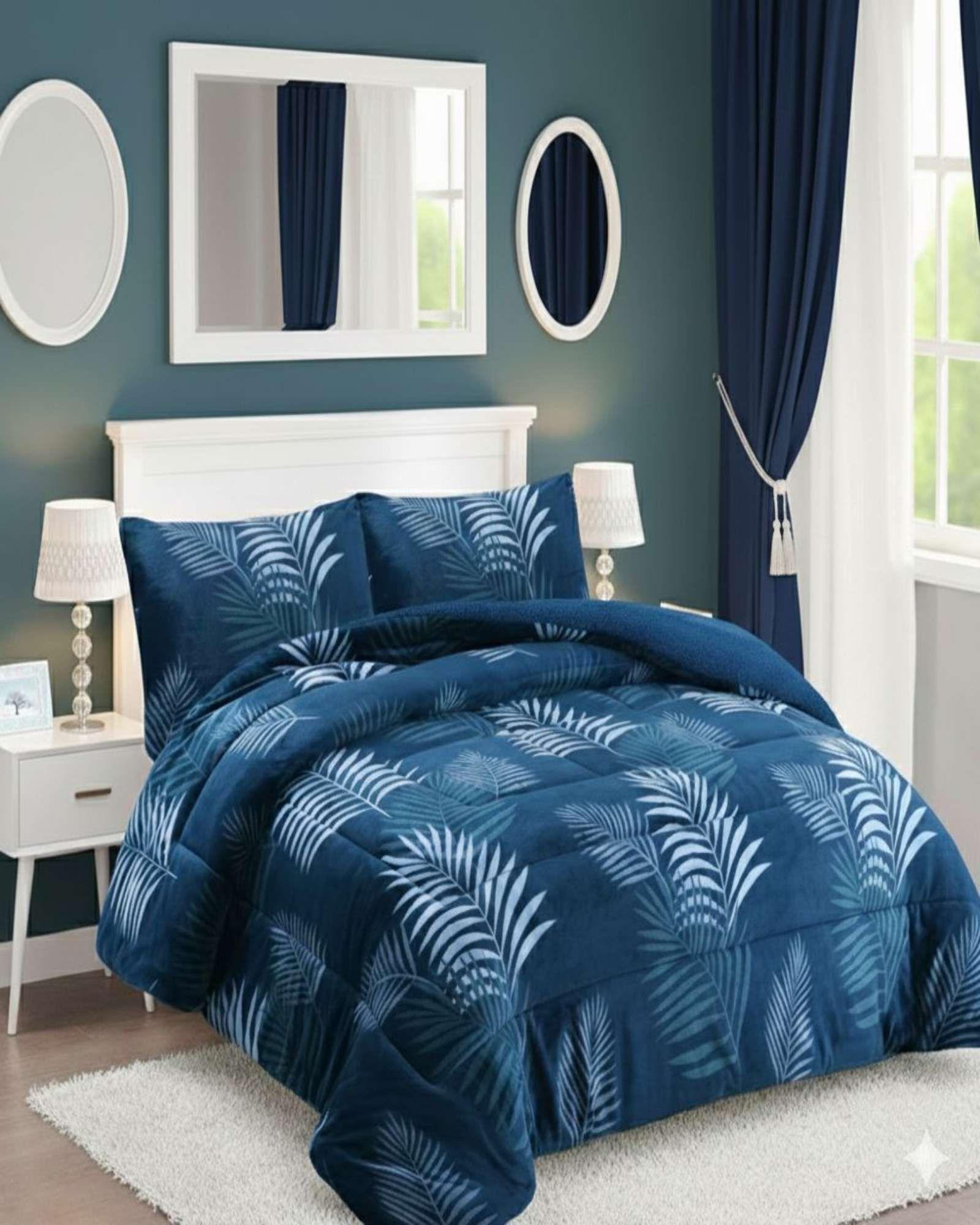 Plumón Cubrecama Chiporro 1.5 plaza Extra Cálido Invierno azul-3