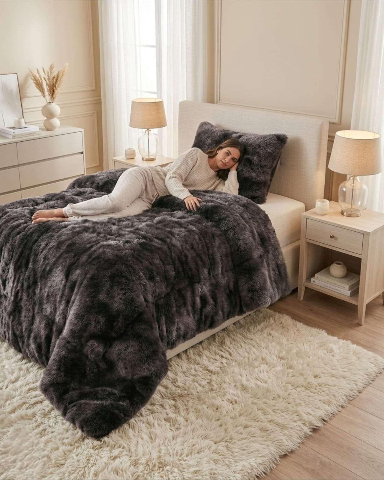 Cubre-Cama Shaggy con Chiporro – Textura Extra Suave Plaza Y Media-3