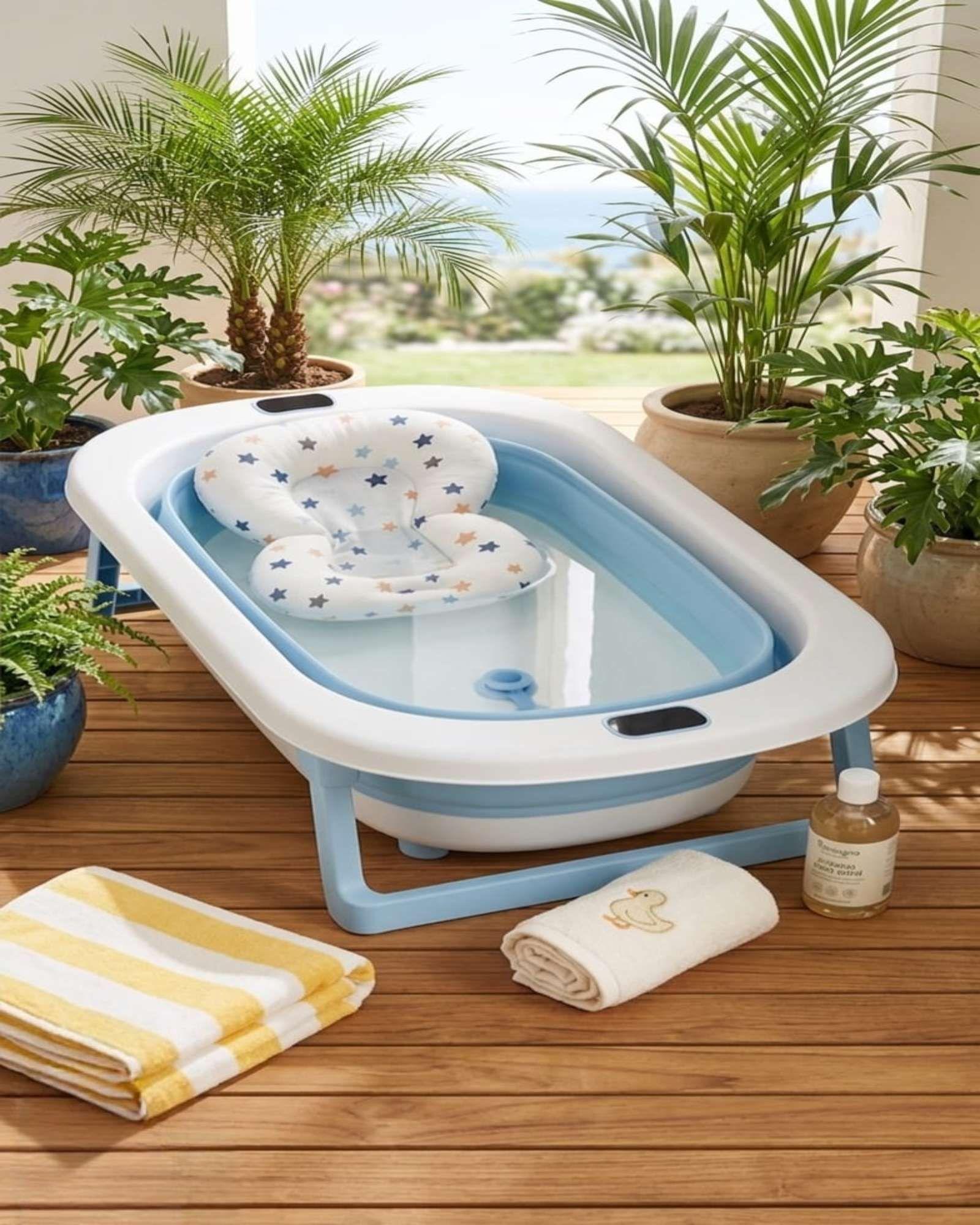 Bañera Plegable Premium Termómetro Digital + Cojín Ergonómico Antideslizante C1-0