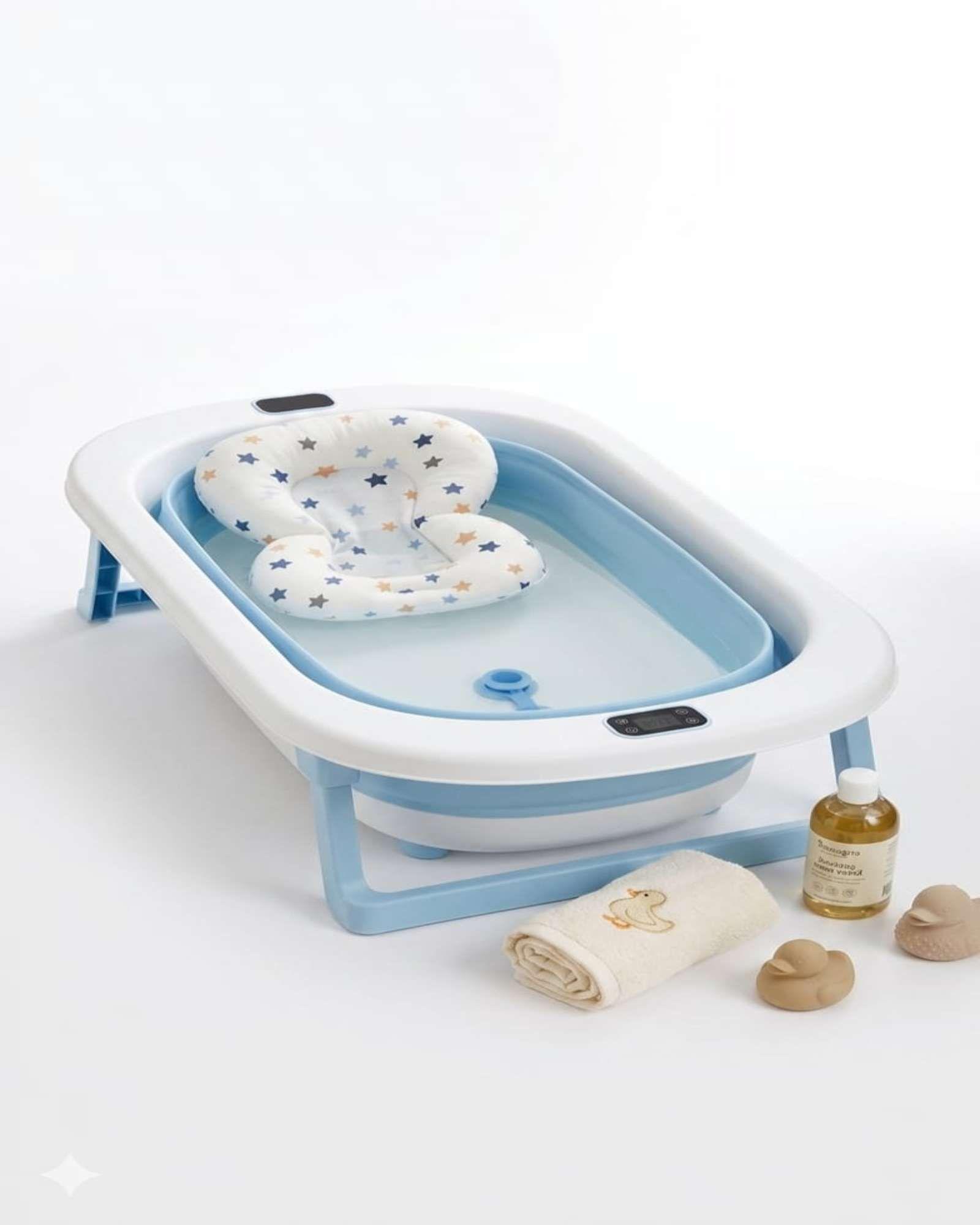 Bañera Plegable Premium Termómetro Digital + Cojín Ergonómico Antideslizante C1-3