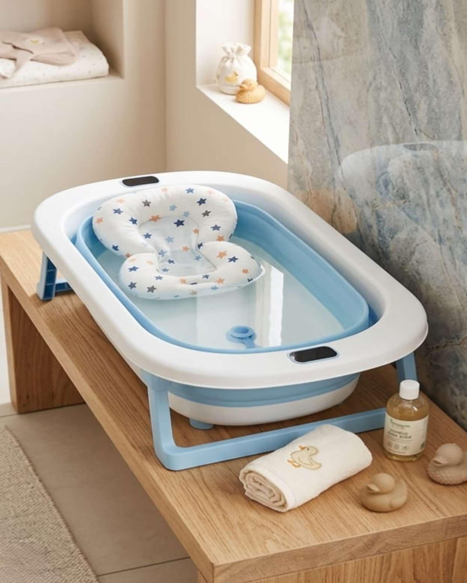 Bañera Plegable Premium Termómetro Digital + Cojín Ergonómico Antideslizante C1-4