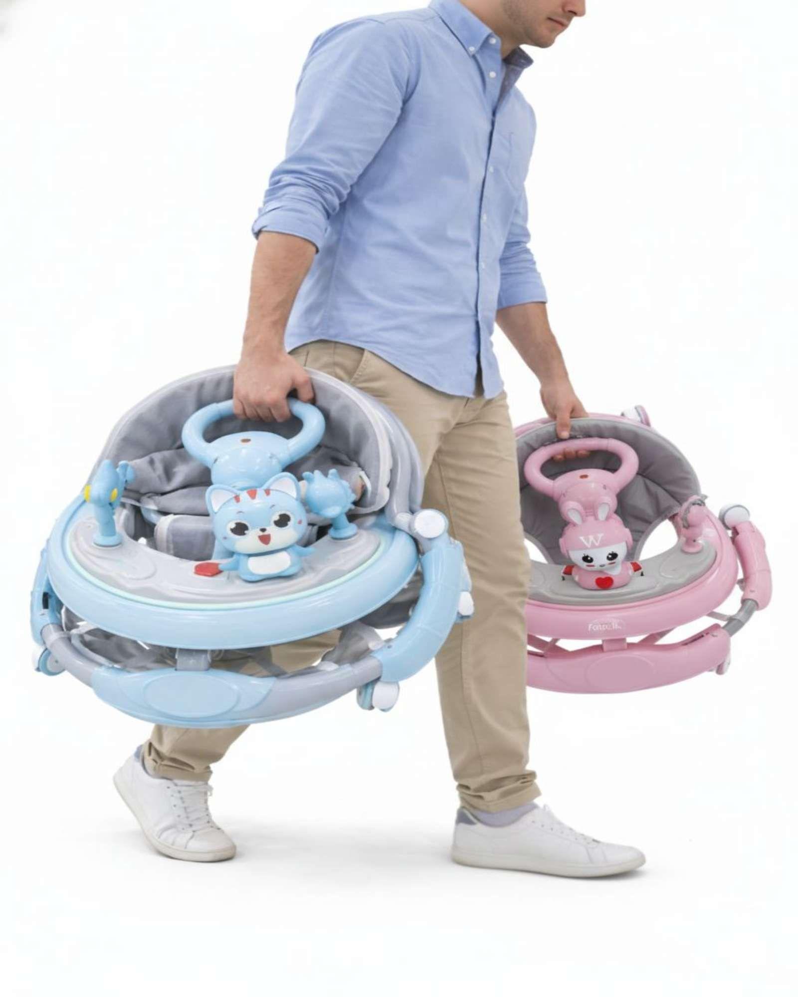 Pack 2 Andador de Bebe Gemelos con Juegos Interactivos Azul y Rosado-2