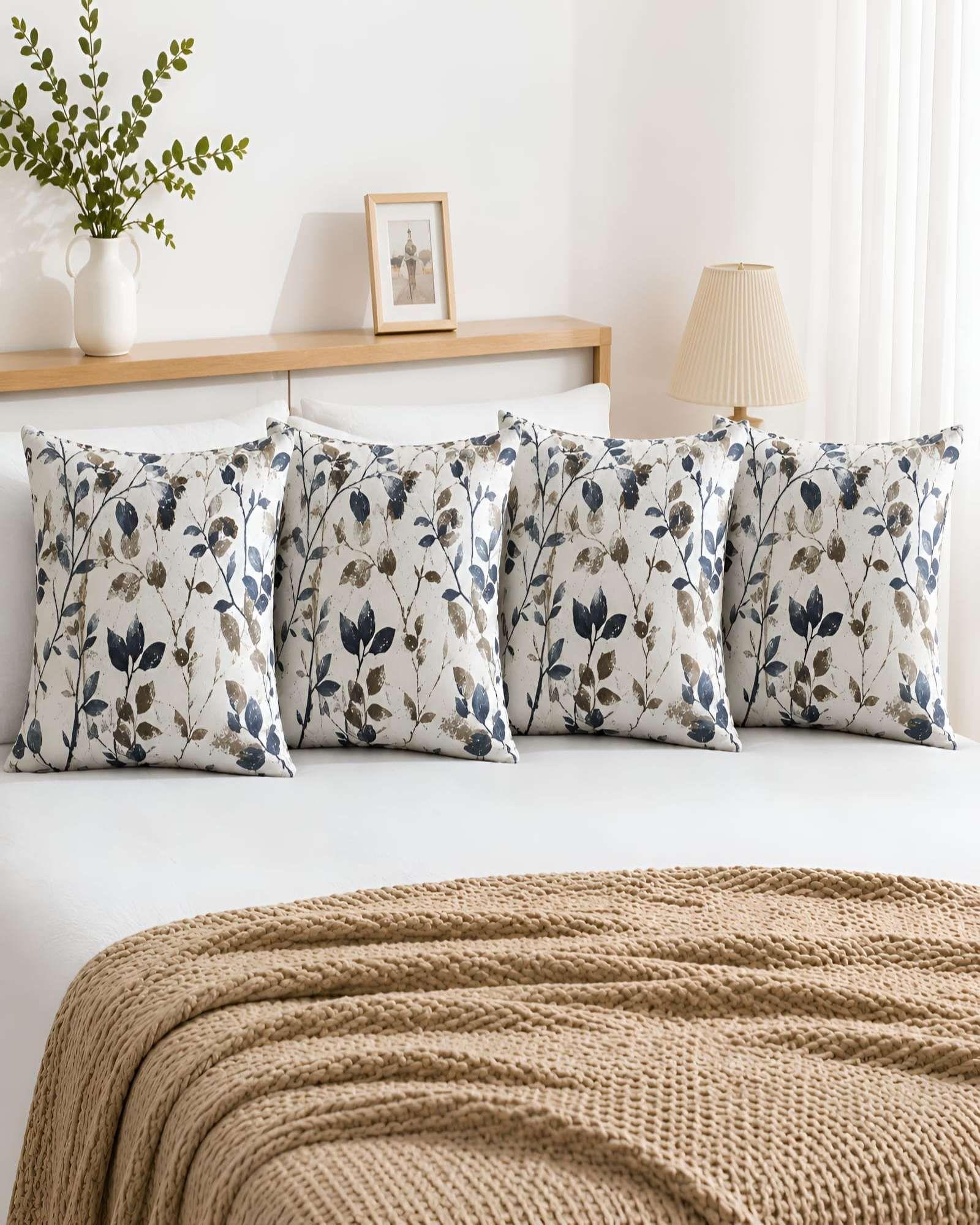 Set 2 Fundas De Cojin Decorativo Estilo Botanico Hojas 45x45cm m1-0
