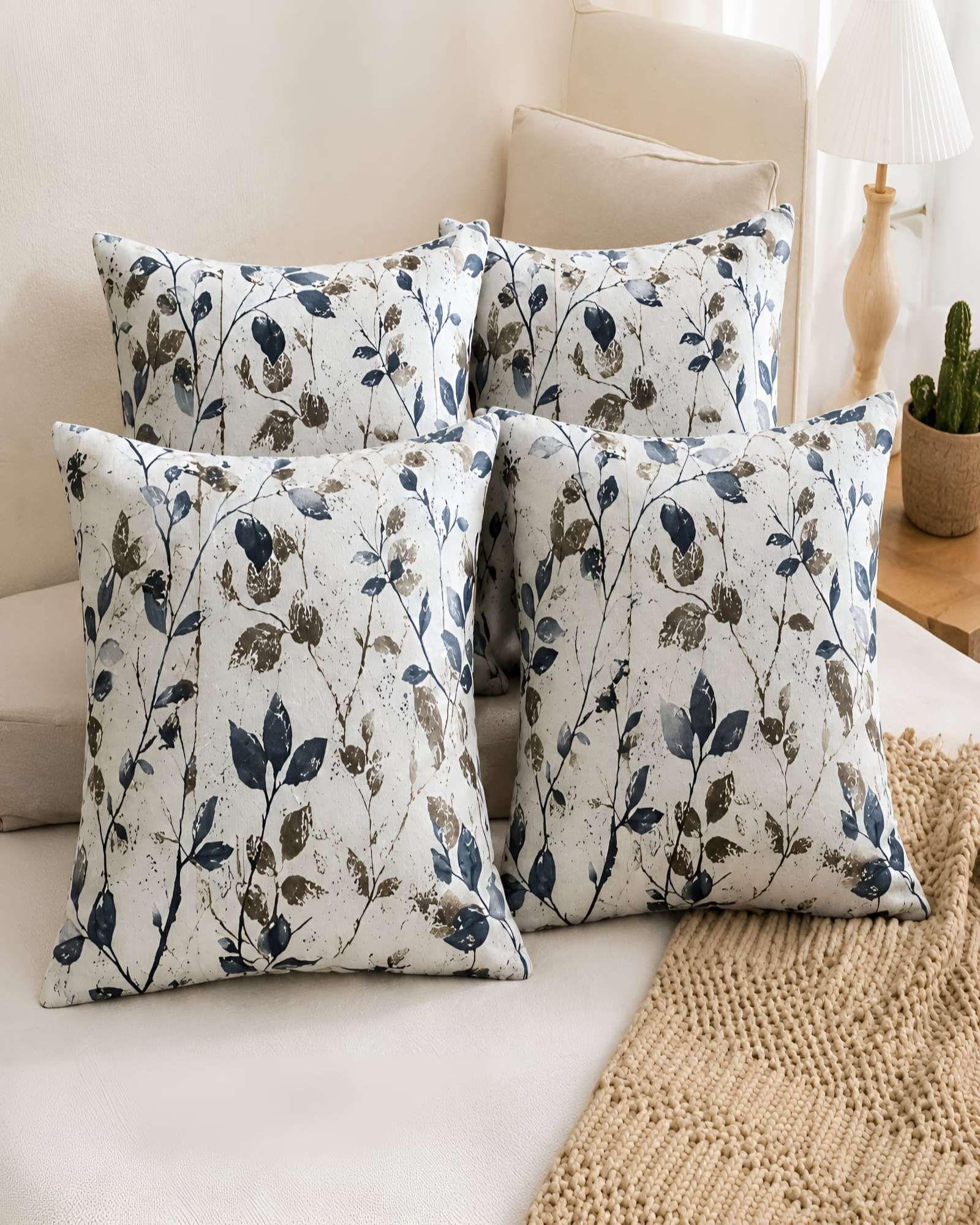 Set 2 Fundas De Cojin Decorativo Estilo Botanico Hojas 45x45cm m1-3