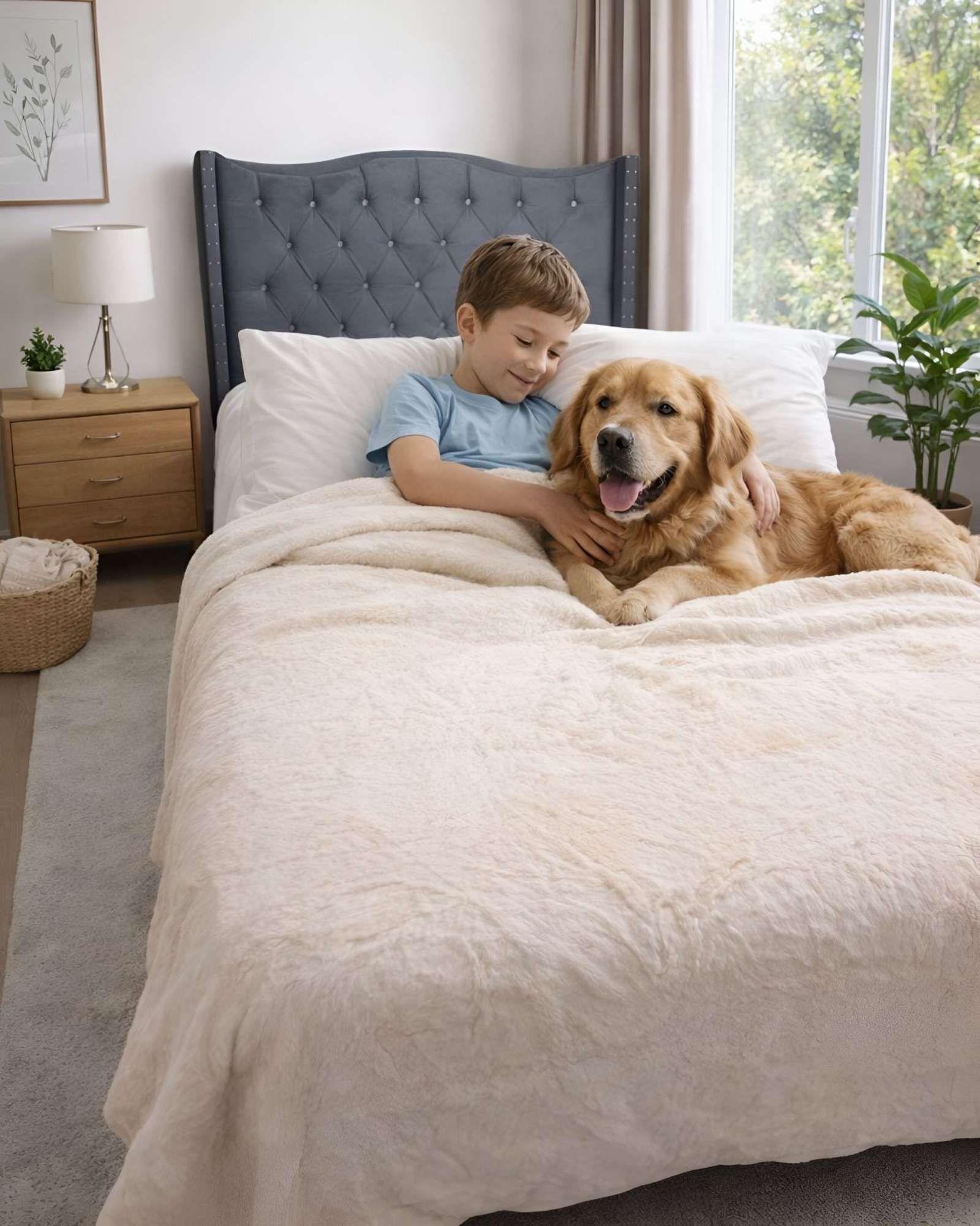 Frazada Térmica de Plush con Reverso en Chiporro beige-3