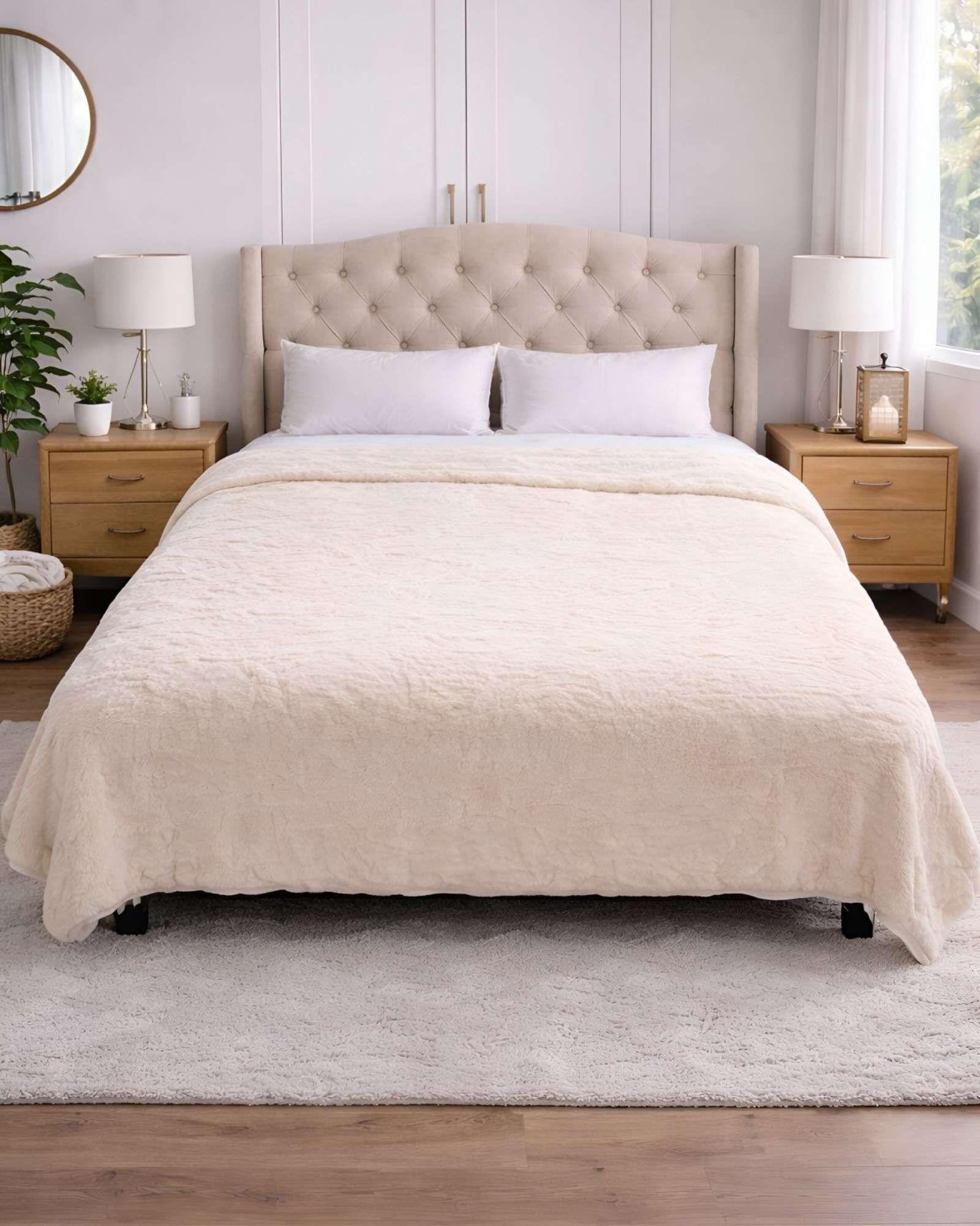 Frazada Térmica de Plush con Reverso en Chiporro beige-4