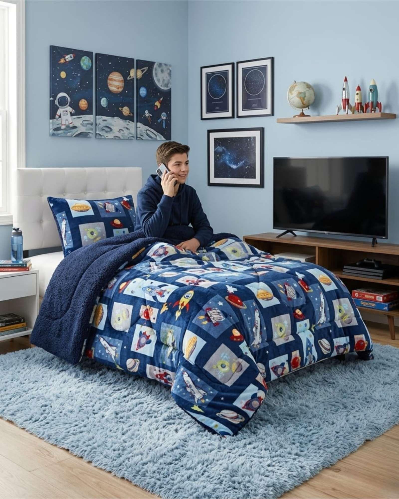 Cubrecama Plush con Chiporro Plaza y Media Diseño Premium C1-4