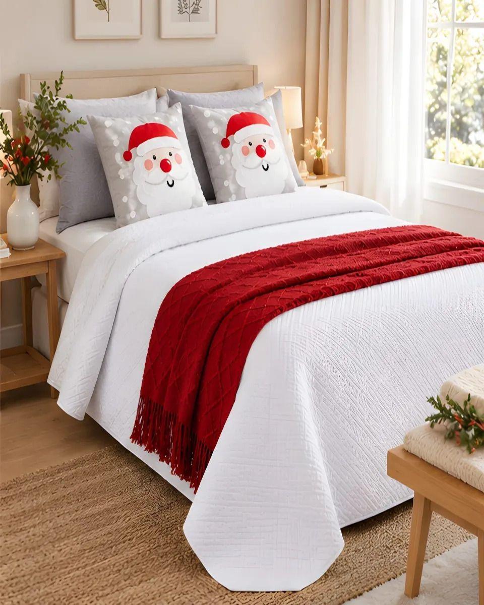Set de Cama Navideño con Cubrecamas y 2 Fundas de Cojin 1.5 Plaza m27-3