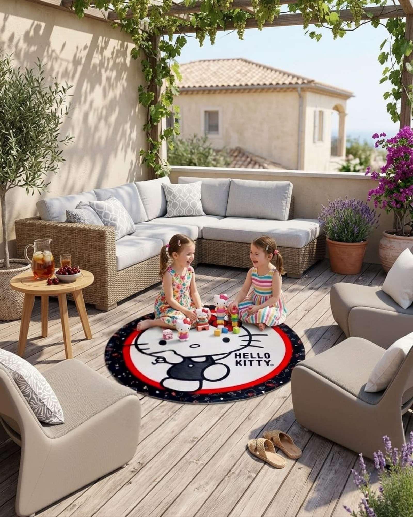Alfombra Decorativa Infantil Circular de 80cm De Hello Kitty m2-2