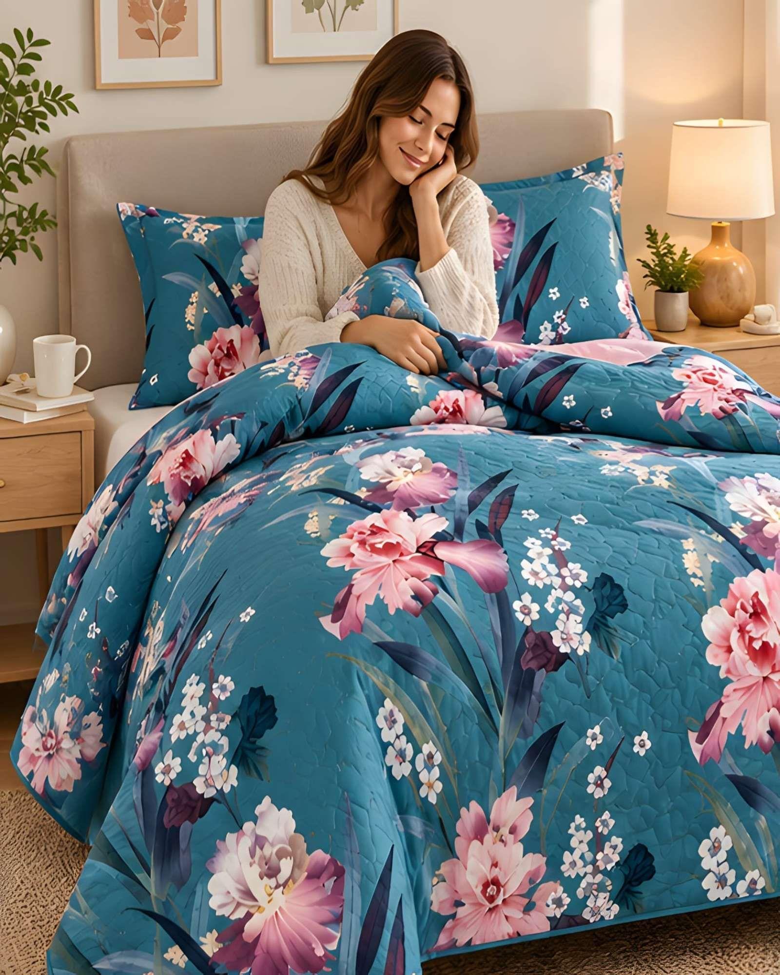 Set Quilt Verano 1.5 Plazas + Almohada + Funda De Almohada 09-1