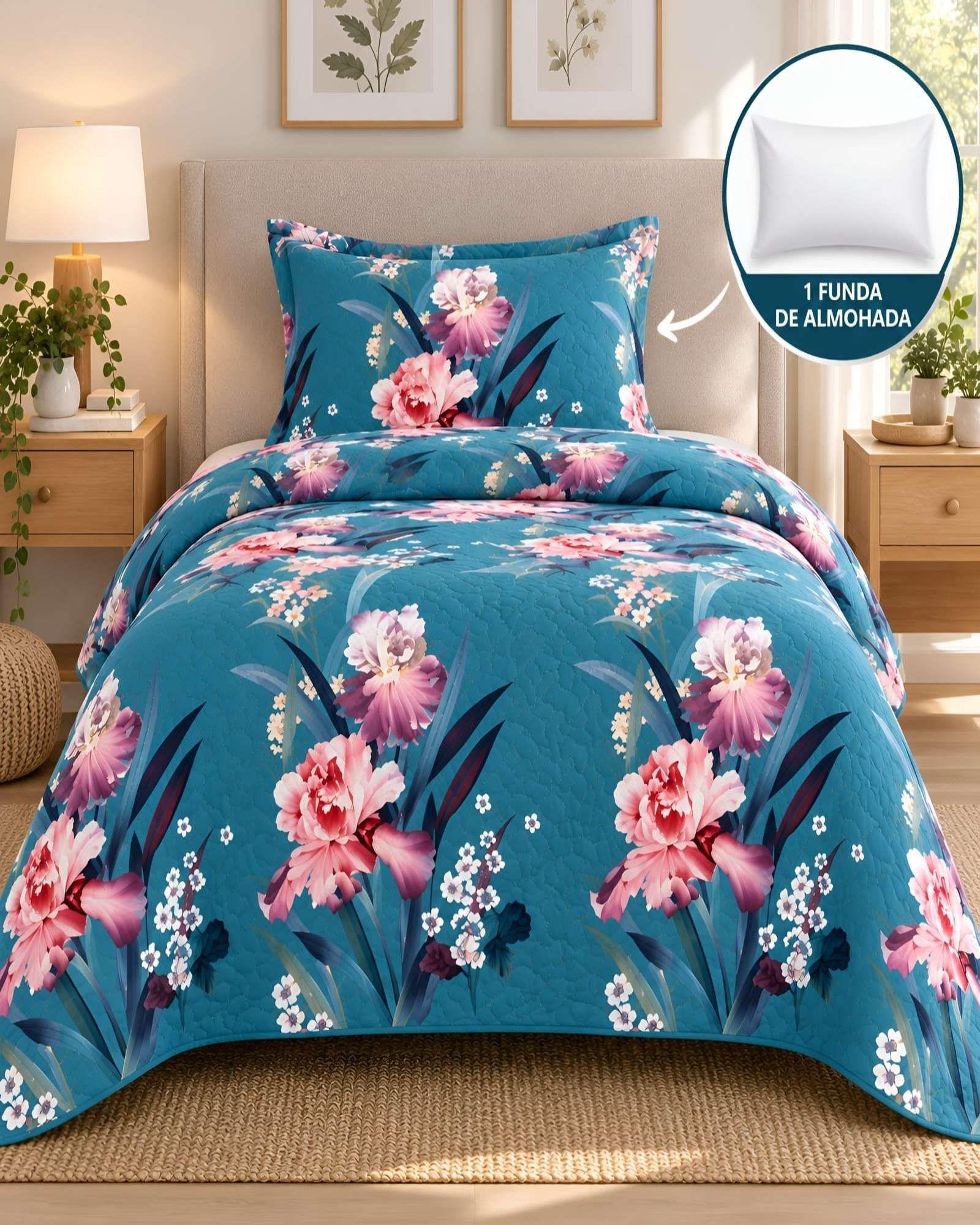 Set Quilt Verano 1.5 Plazas + Almohada + Funda De Almohada 09-3