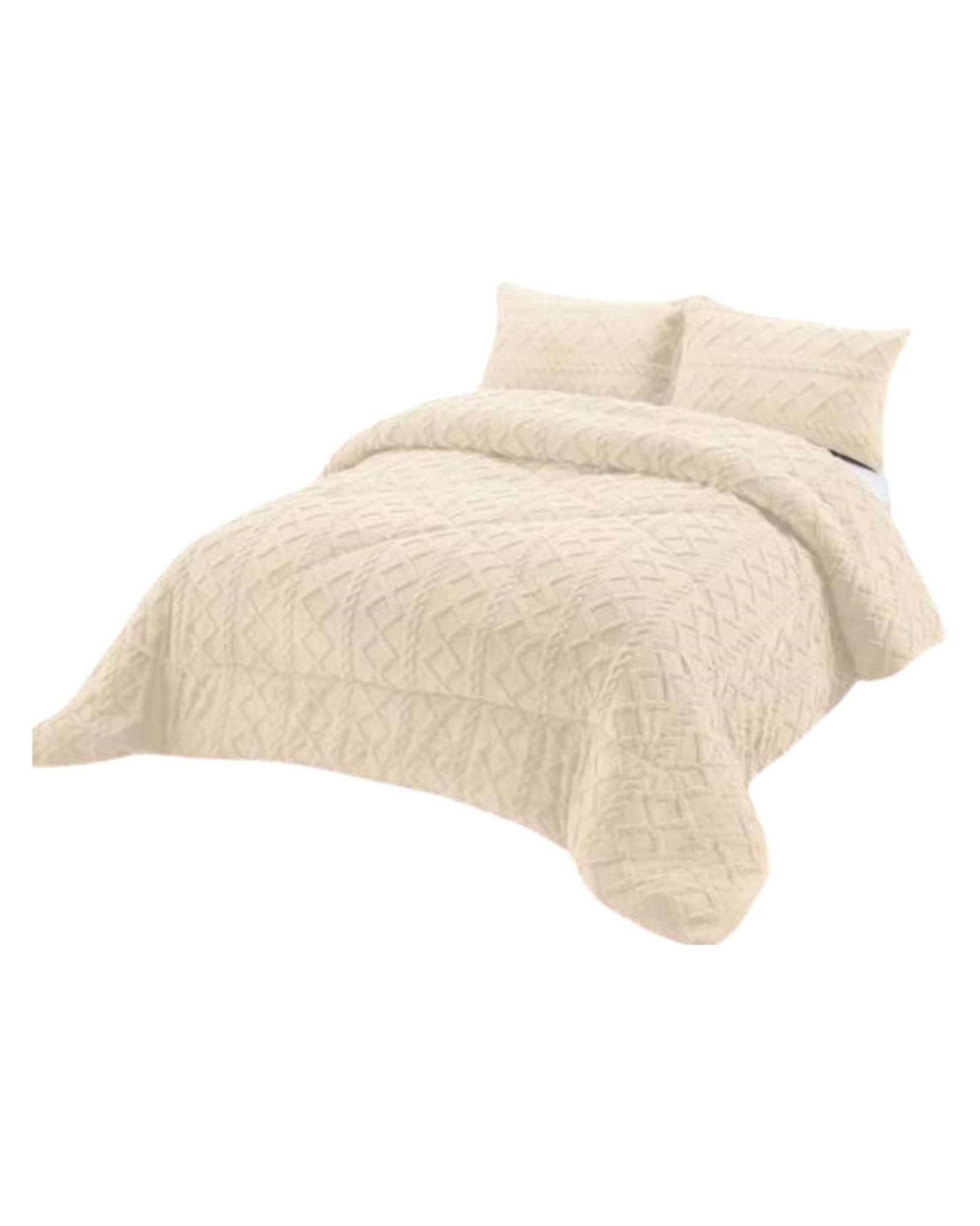 Plumón Térmico Trenzas de Terciopelo 2 plazas color beige-2