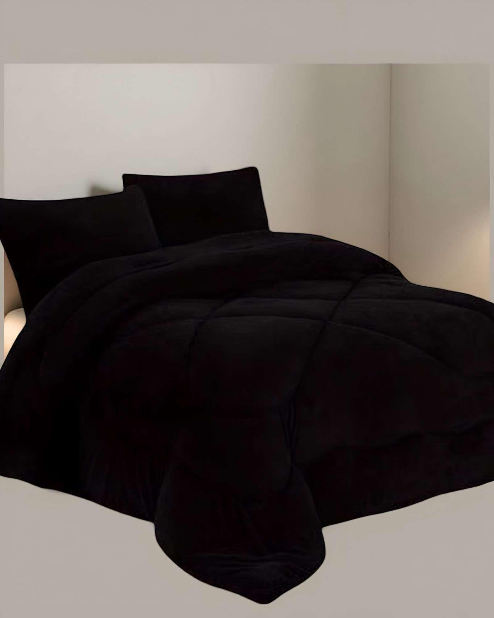 COBERTOR ELEGANTE DE INVIERNO UNICOLOR PLUSH CON CHIPORRO PLAZA Y MEDIA S57-2