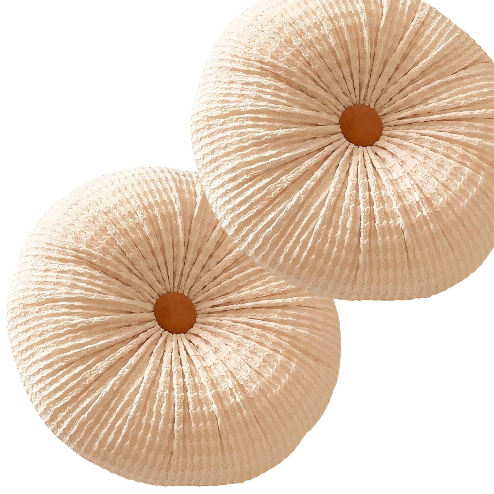 SET DE 2 COJINES DISEÑO BOTON COLOR BEIGE-2