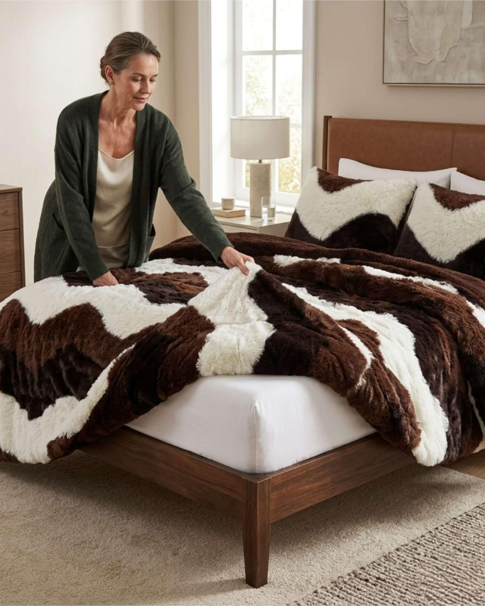 Cubrecama "Olas de Peluche" con Chiporro 2 plazas blanco-3