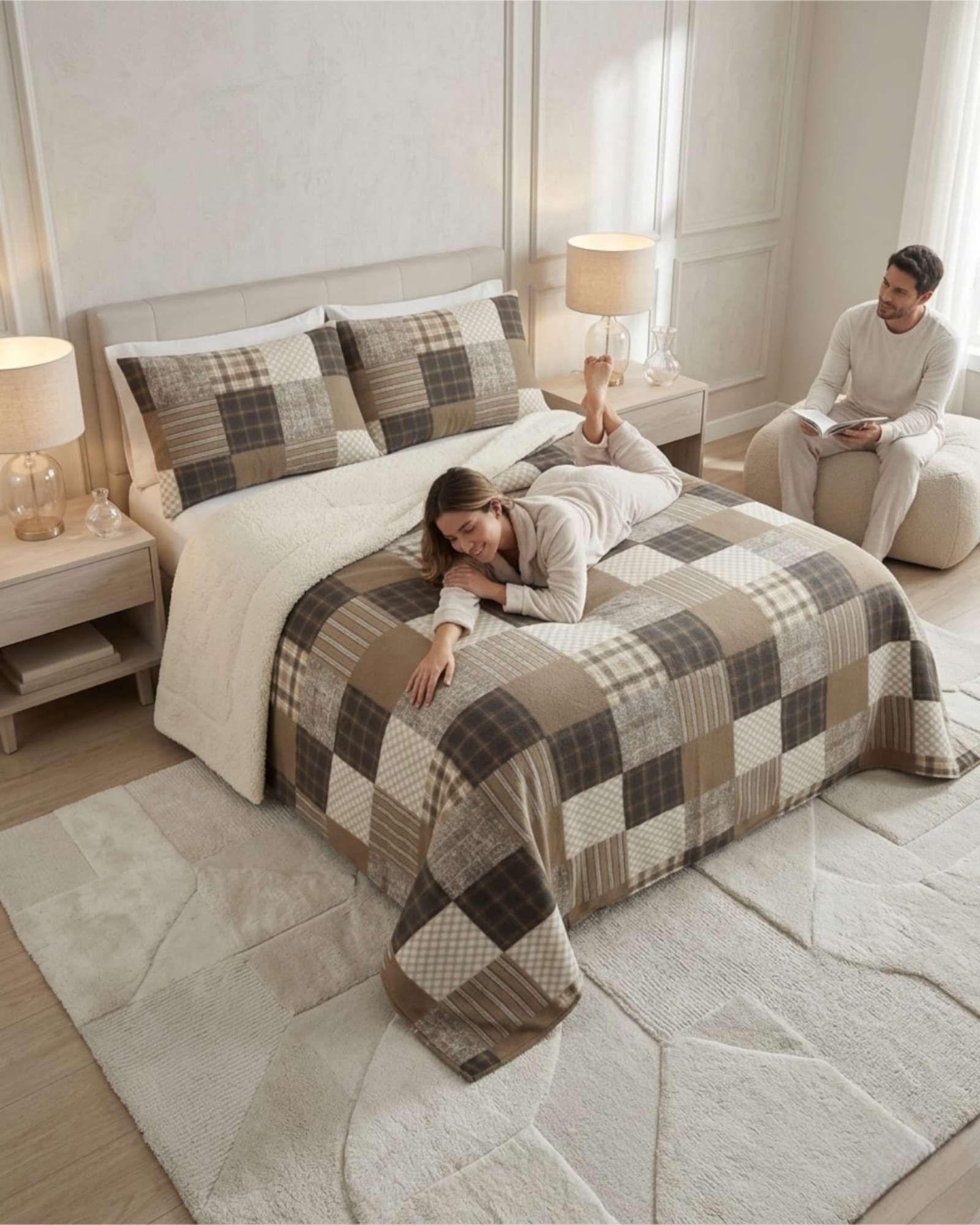 Set Cubrecama Sherpa Con Sabanas Termicas 2 Plazas m4-3