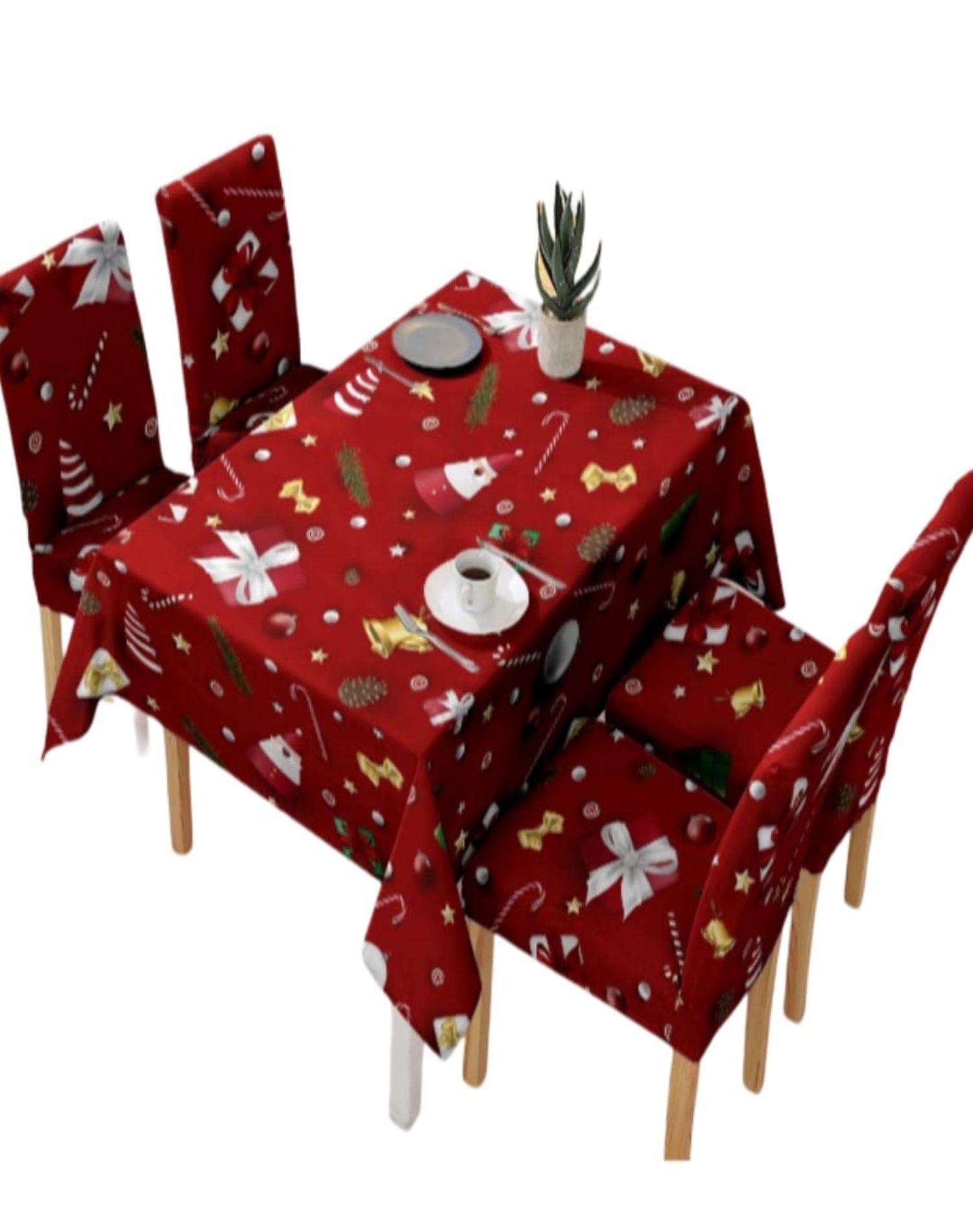 Mantel y Fundas de Sillas Navidad 7 Piezas Decoración 31O1-0