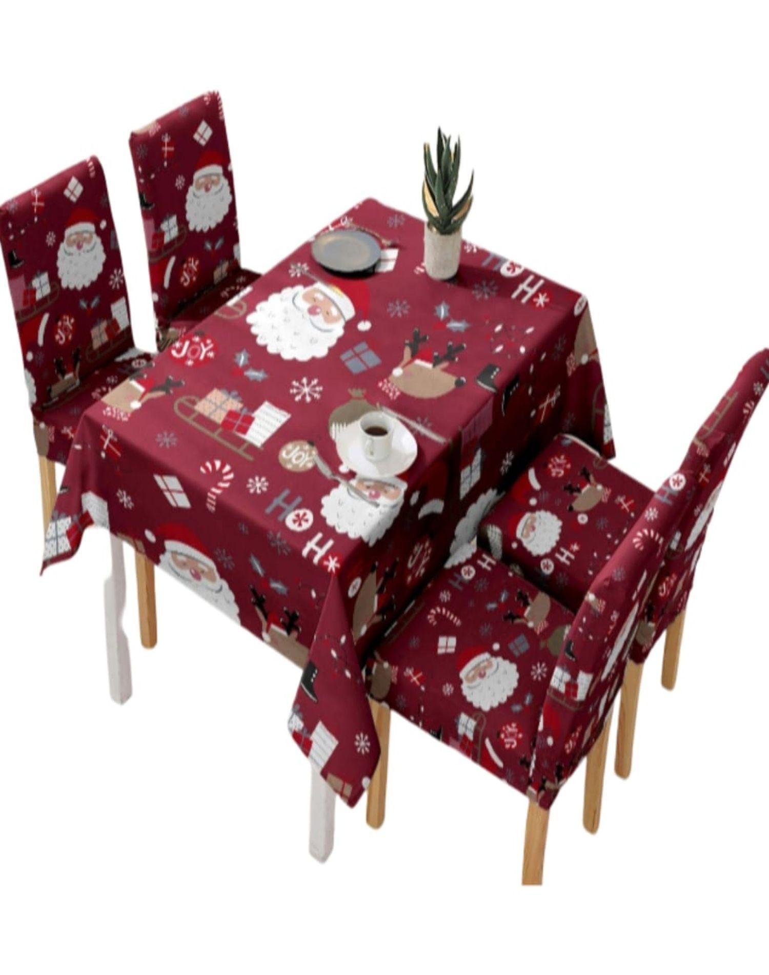 Mantel y Fundas de Sillas Navidad 7 Piezas Decoración 31O1-0