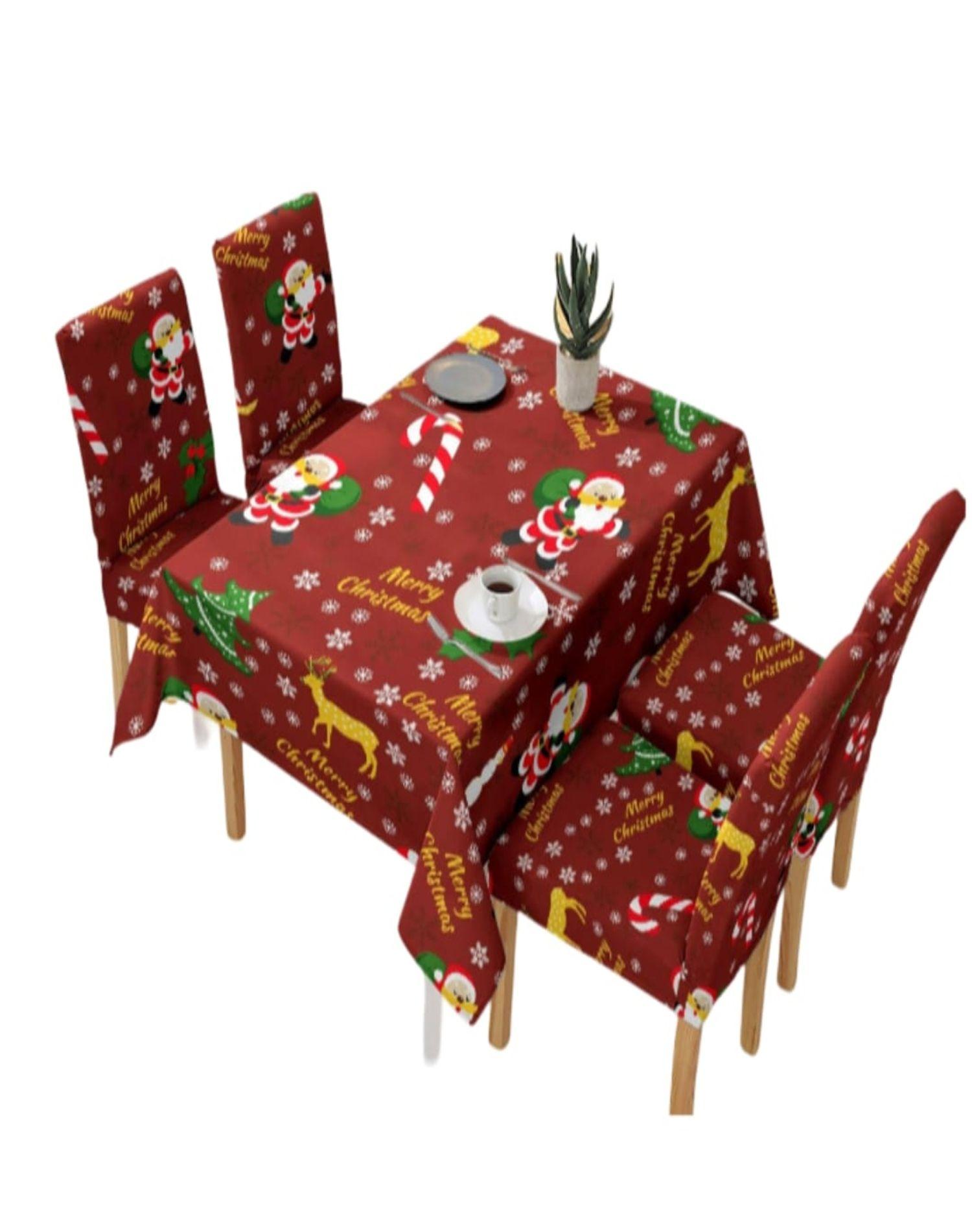 Mantel y Fundas de Sillas Navidad 7 Piezas Decoración 31O1-0