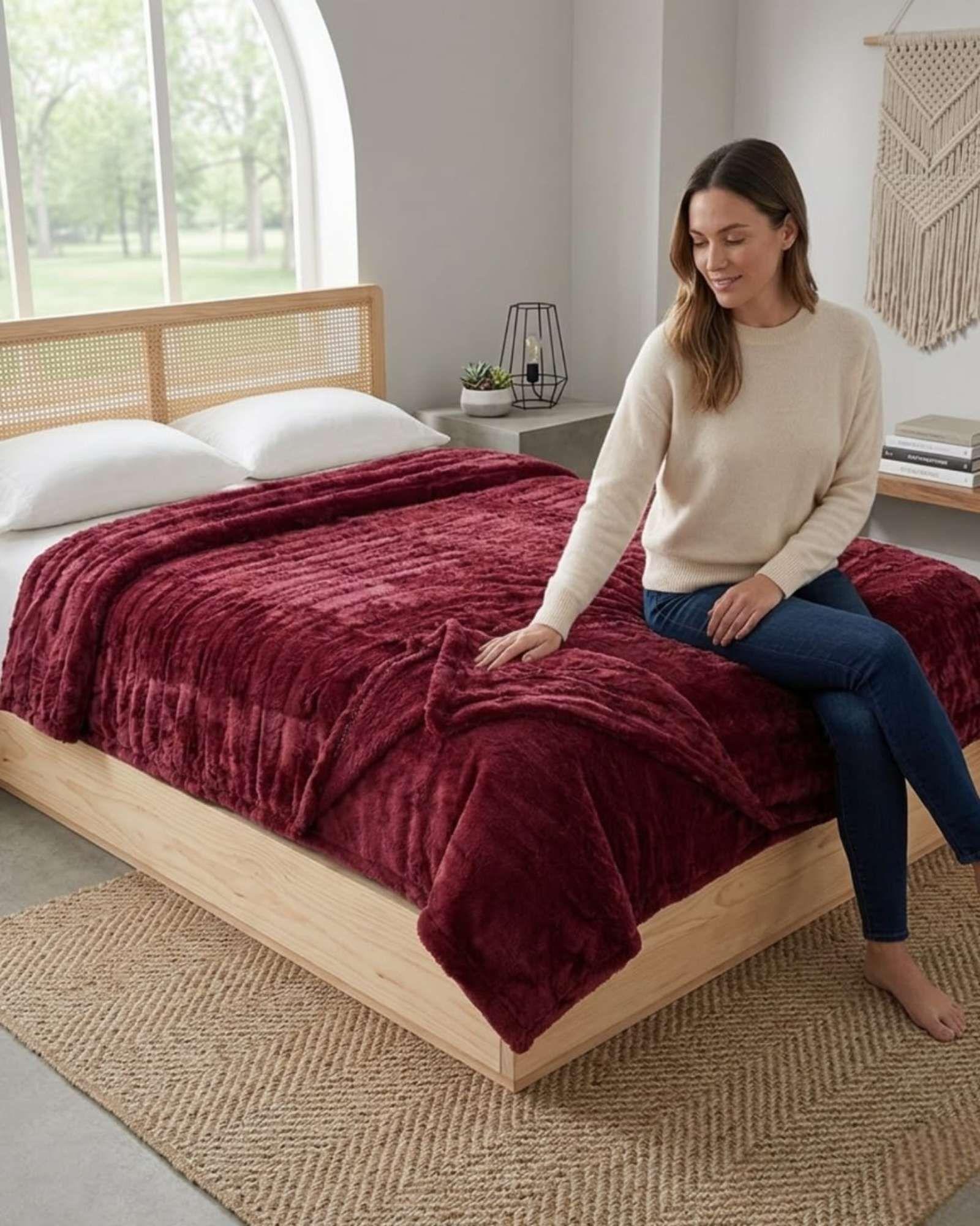 Frazada Soft Premium Estilo Boho Nórdico 2 Plazas Extra Suave y Liviana A1-4