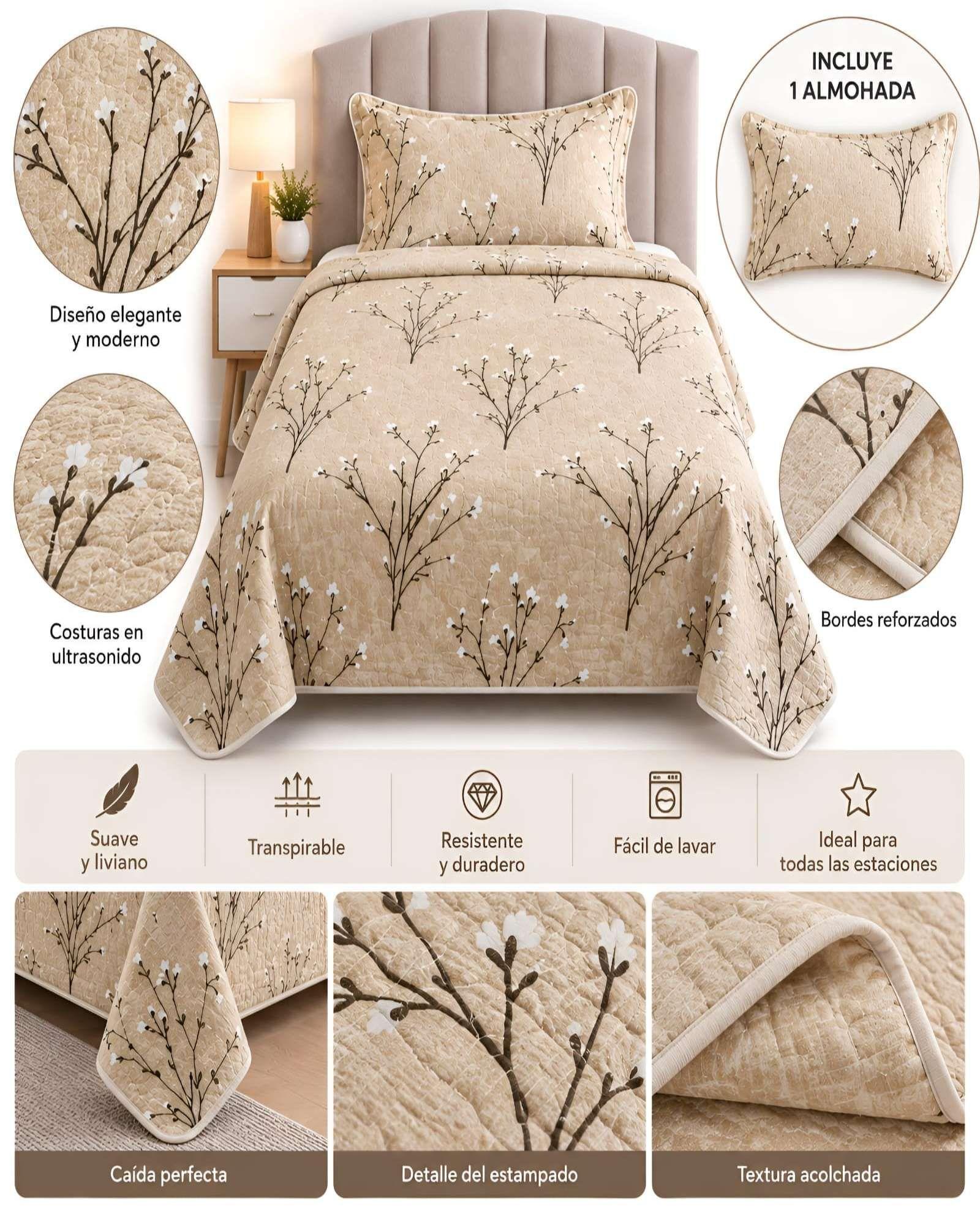 Quilt 1.5 Plazas 180x230 cm + Funda de Almohada-4