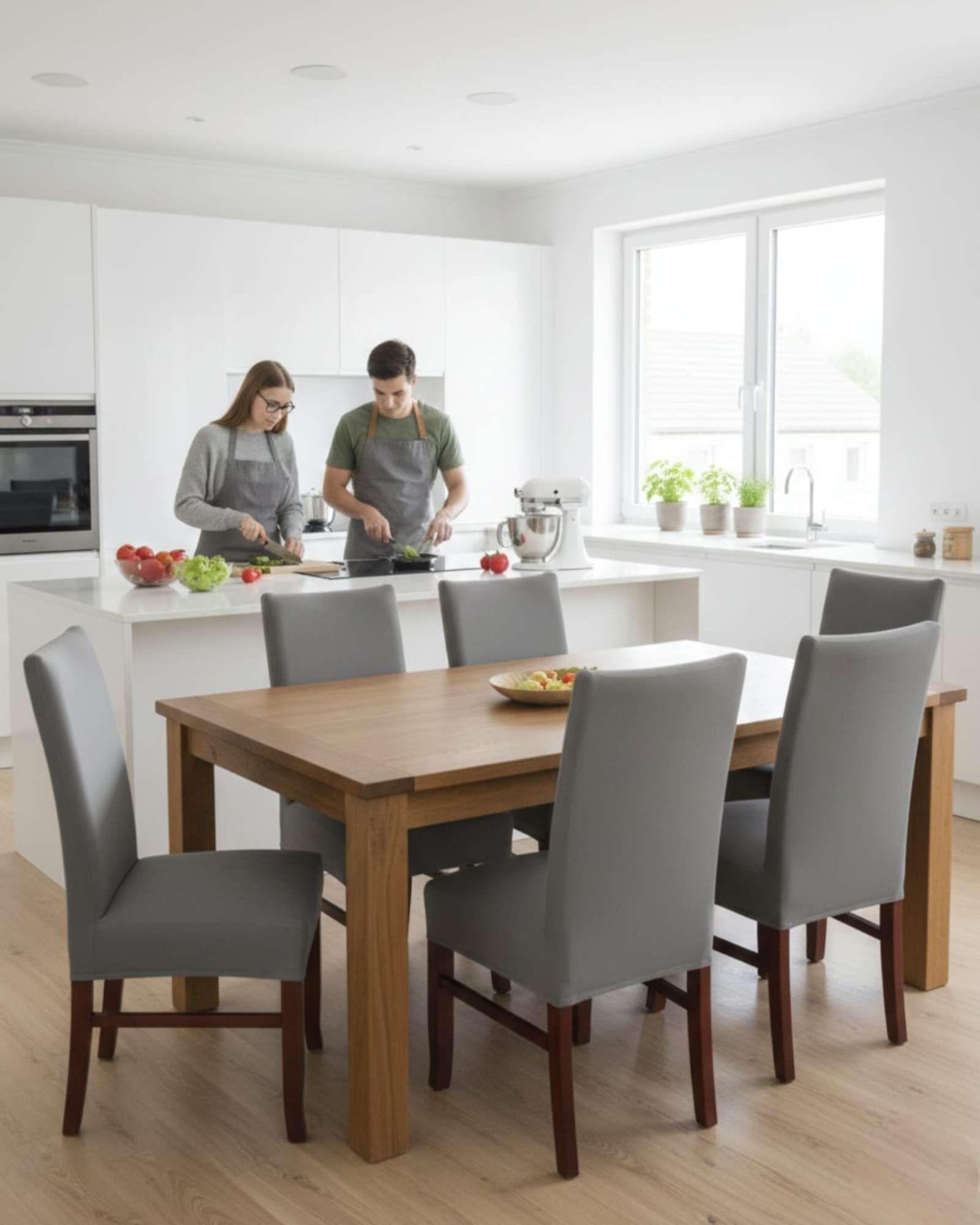 JUEGOS DE 6 FUNDAS PARA SILLAS  CON DISEÑO ELASTICO M21-2